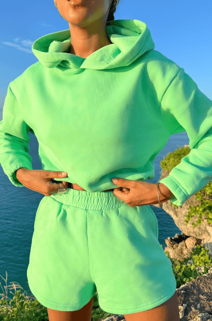 The Weekend Fleece Short - Honeydew Green - offe market