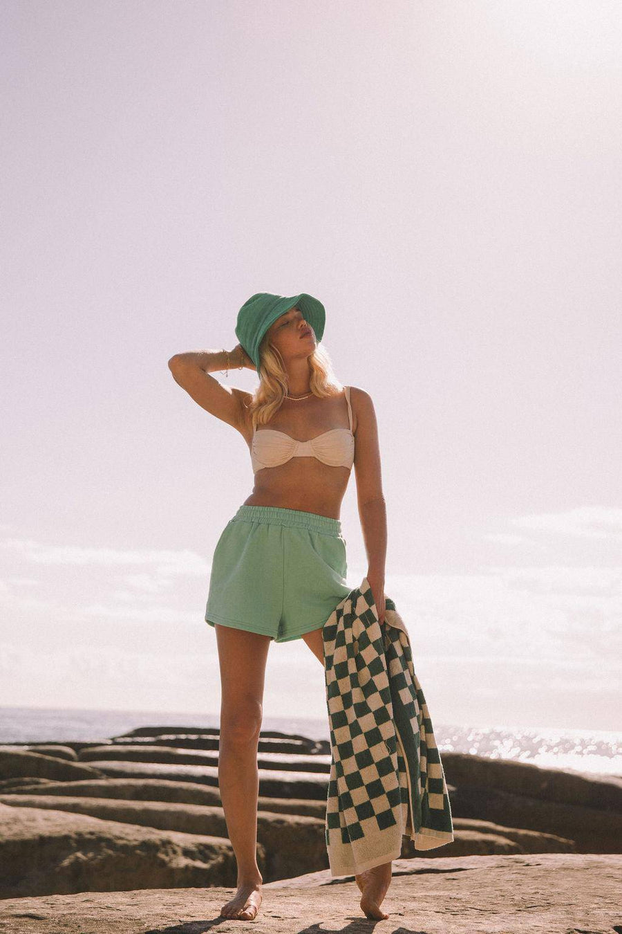 The Weekend Fleece Short - Honeydew Green - offe market