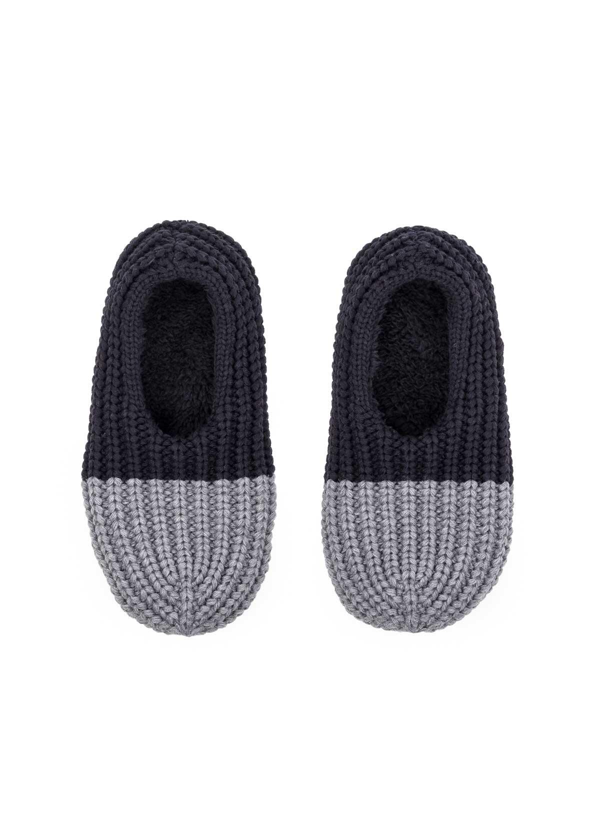 Colorblock Ribbed Slippers - Grey/Black - offe market