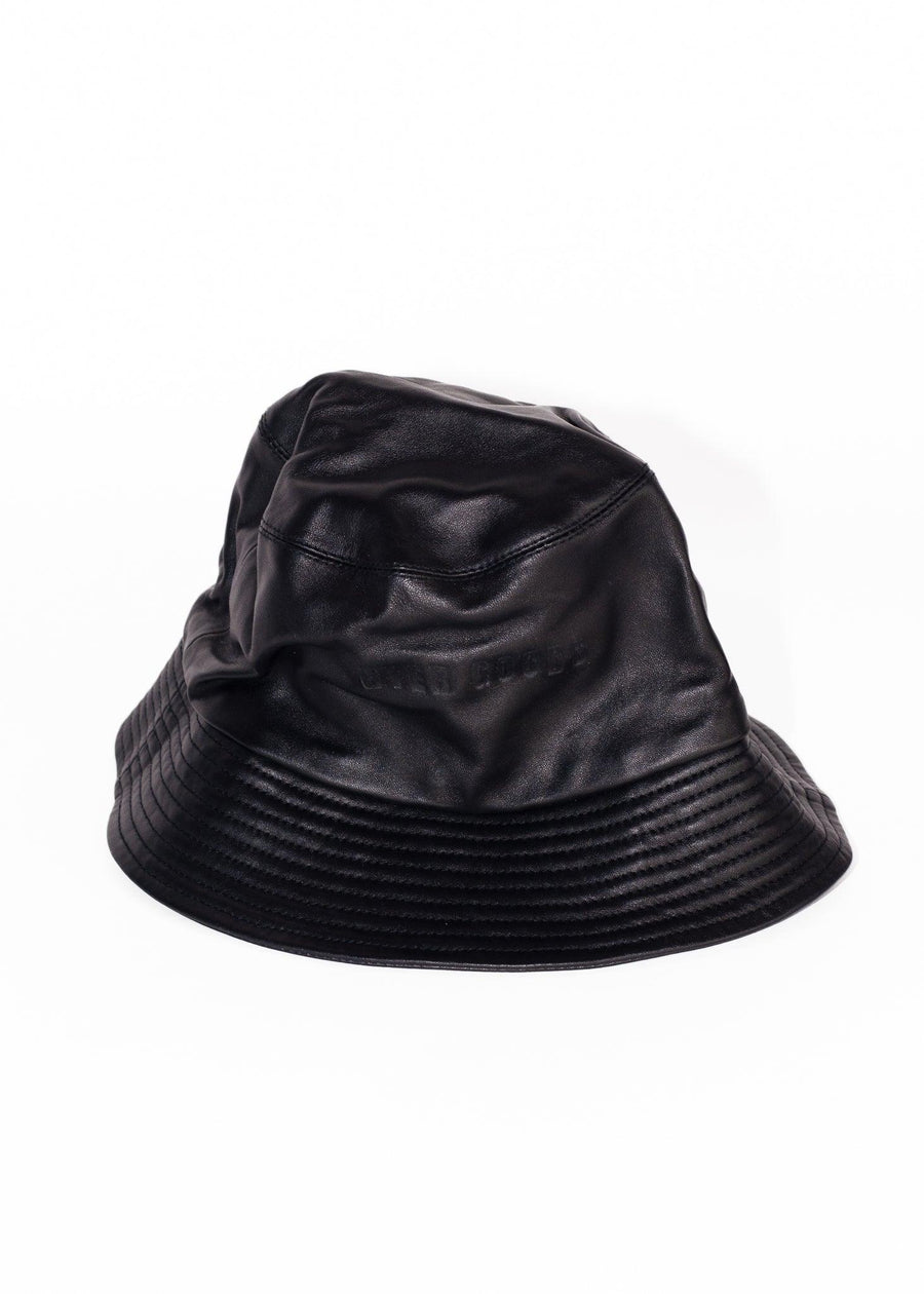 Leather Bucket Hat - Black - offe market