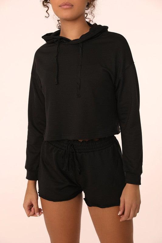 French Terry Cropped Hoodie - offe market
