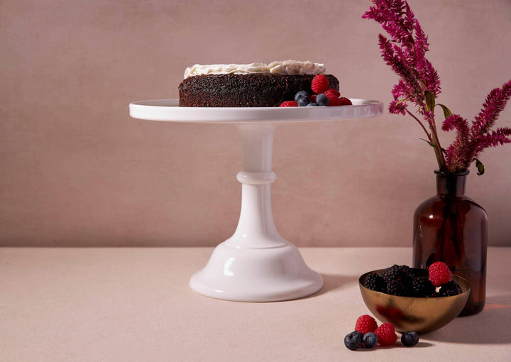 Large Heirloom Glass Cake Stand - Milk - offe market