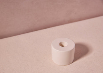 Petite Round Ceramic Taper Holder - Matte White - offe market