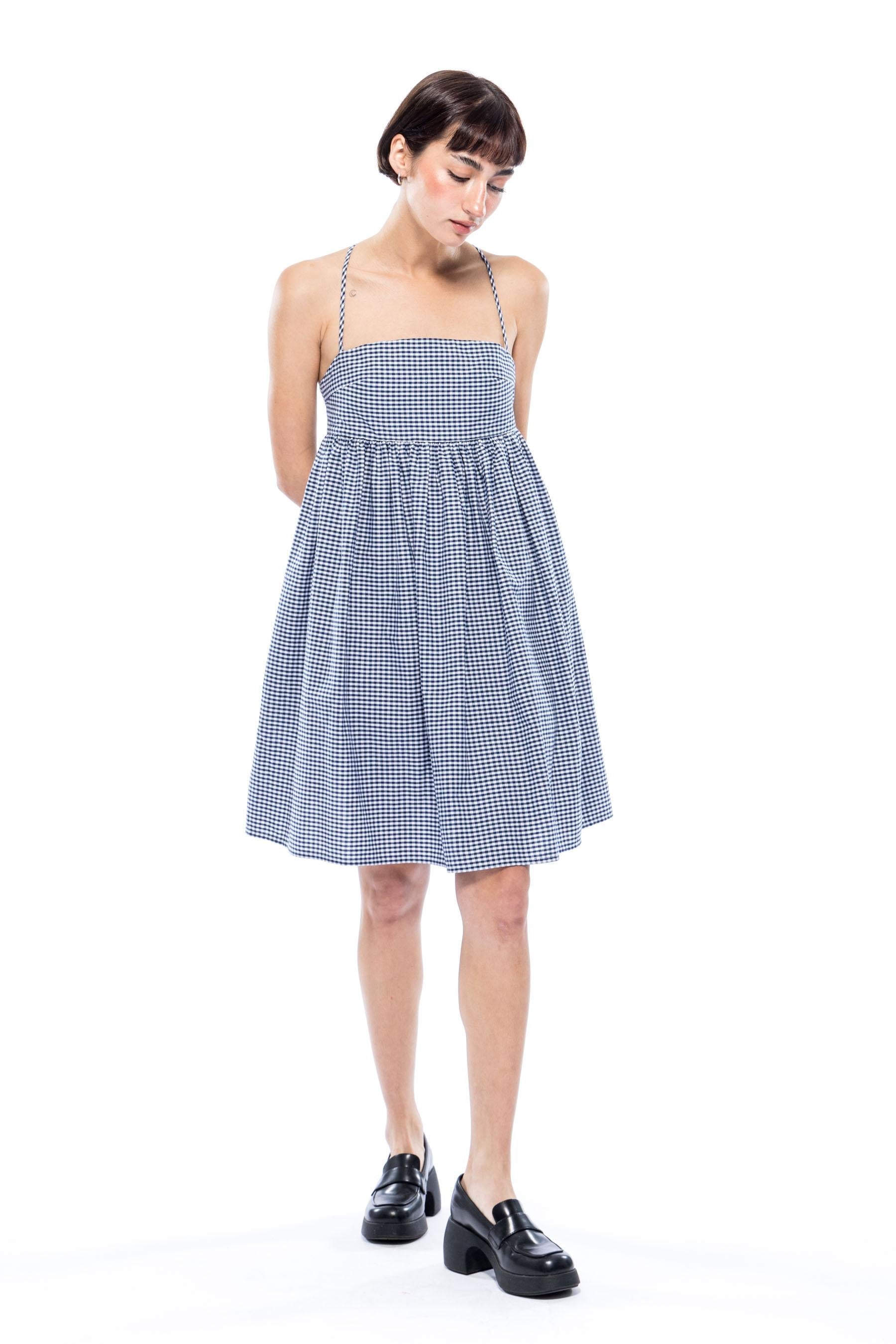 Toit Volant - Asteria Dress - Navy/White Gingham -