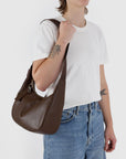 Baggu - Medium Recycled Leather Crescent Bag - Brown -
