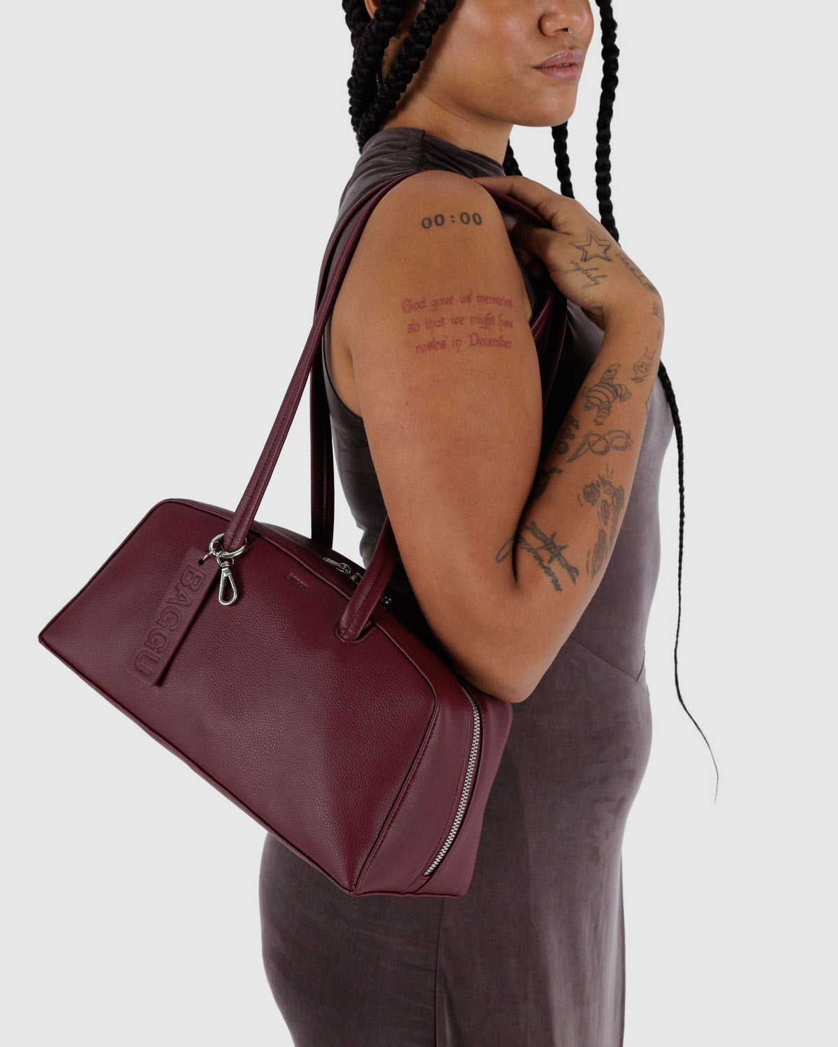 Baggu - Recycled Leather Bowler Bag - Mahogany -