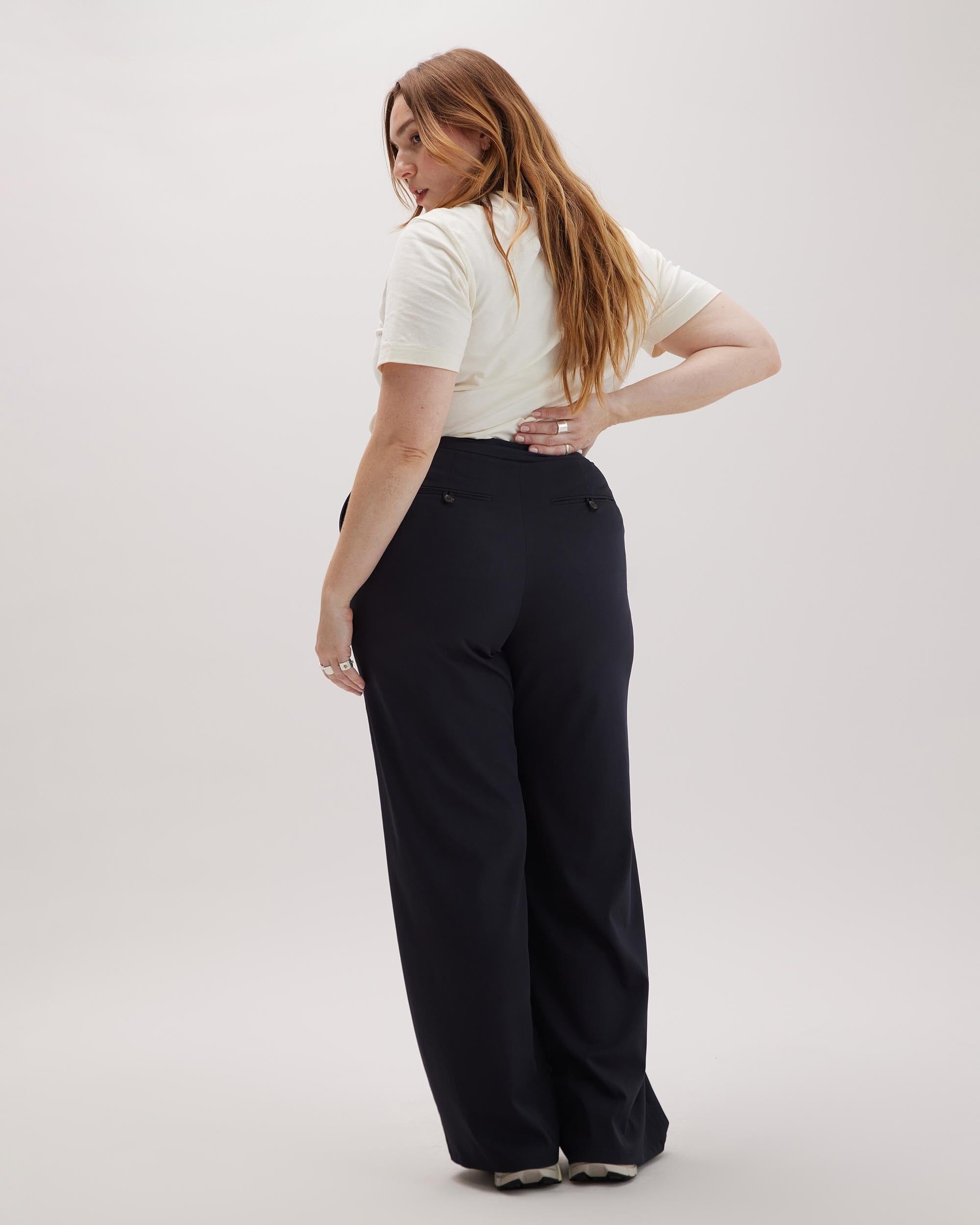 Andie Swim - Womens Sophia Fluid Wide Leg Trouser - Polyester Modal Twill - Black -