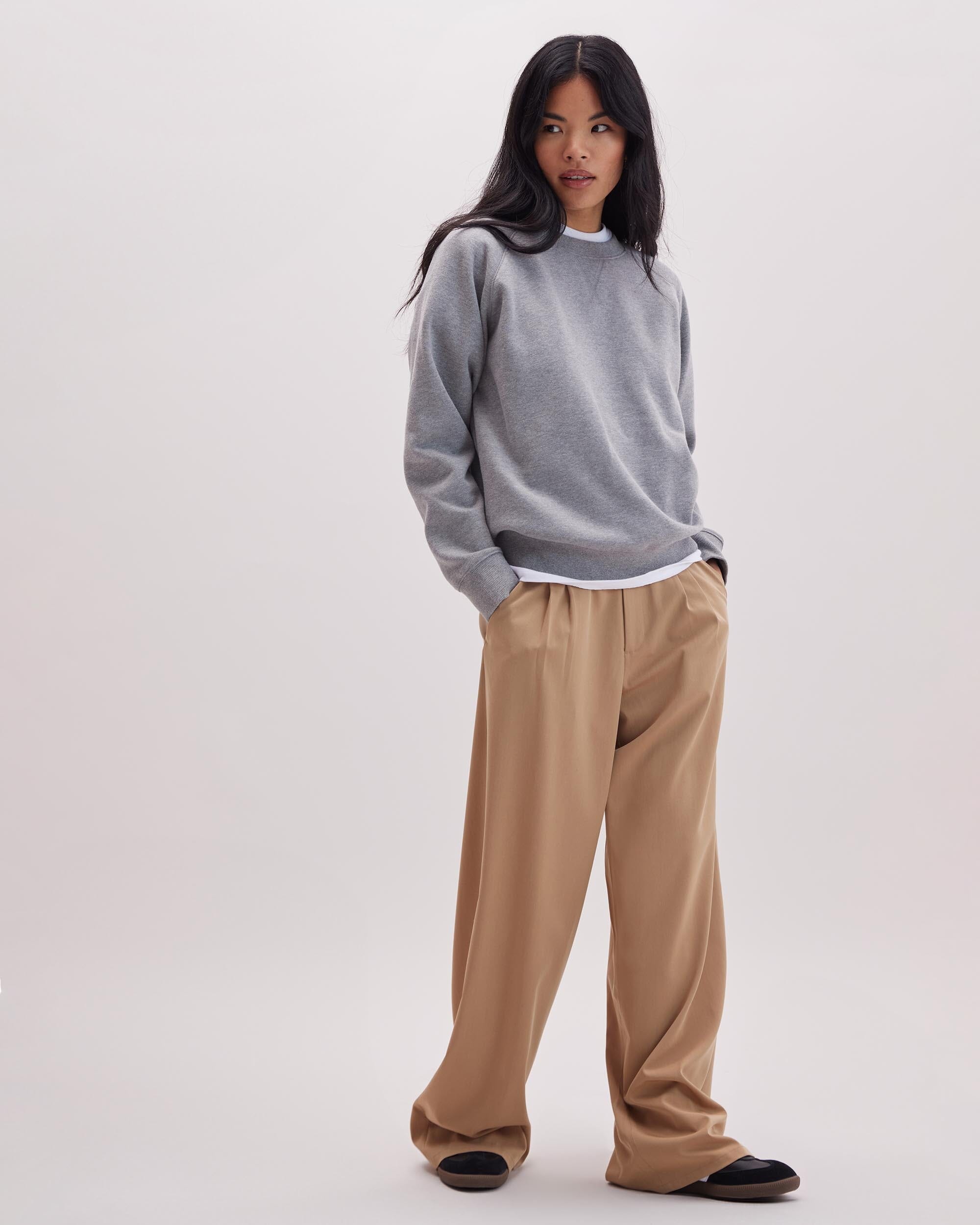 Andie Swim - Womens Sophia Fluid Wide Leg Trouser - Polyester Modal Twill - Khaki -