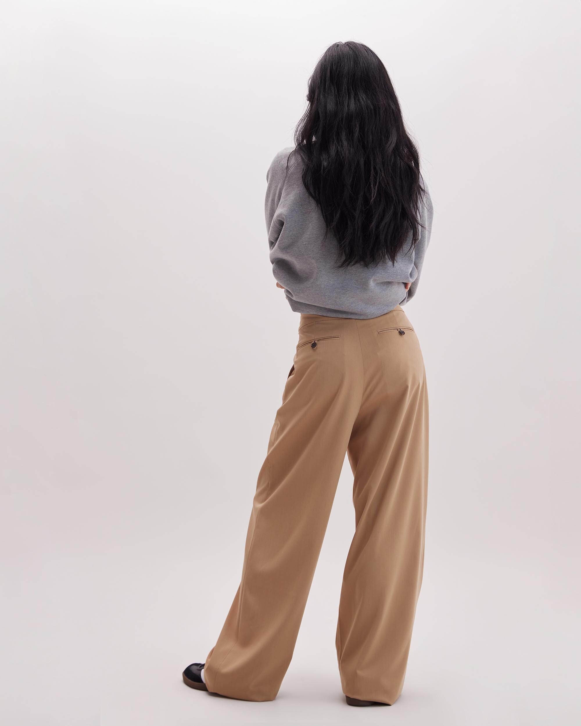 Andie Swim - Womens Sophia Fluid Wide Leg Trouser - Polyester Modal Twill - Khaki -