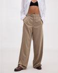 Richer Poorer - Sophia Fluid Wide Leg Trouser - Warm Grey - WARM GREY