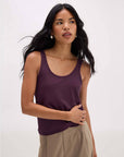 Richer Poorer - Baby Rib Scoop Tank - Plum Wine - PLUM WINE
