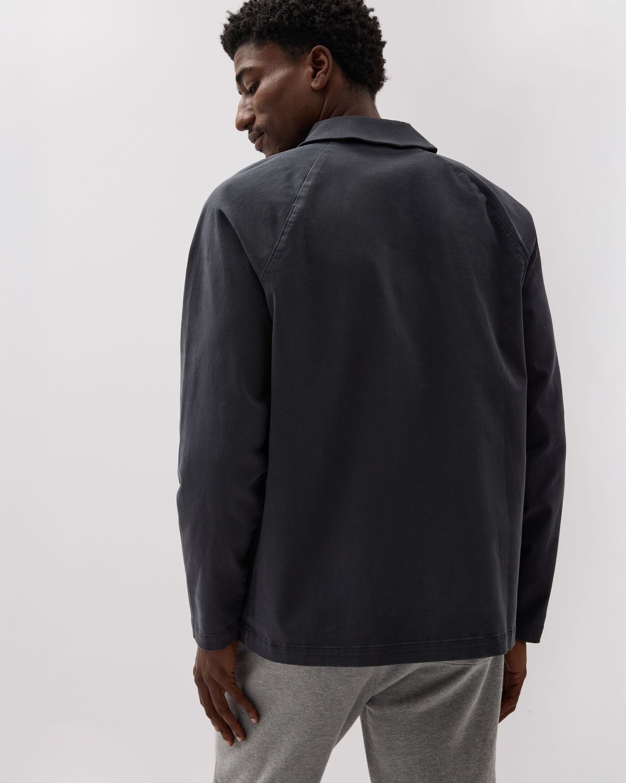 Andie Swim - Mens Lightweight Chore Coat - Stretch Cotton Twill - Black -