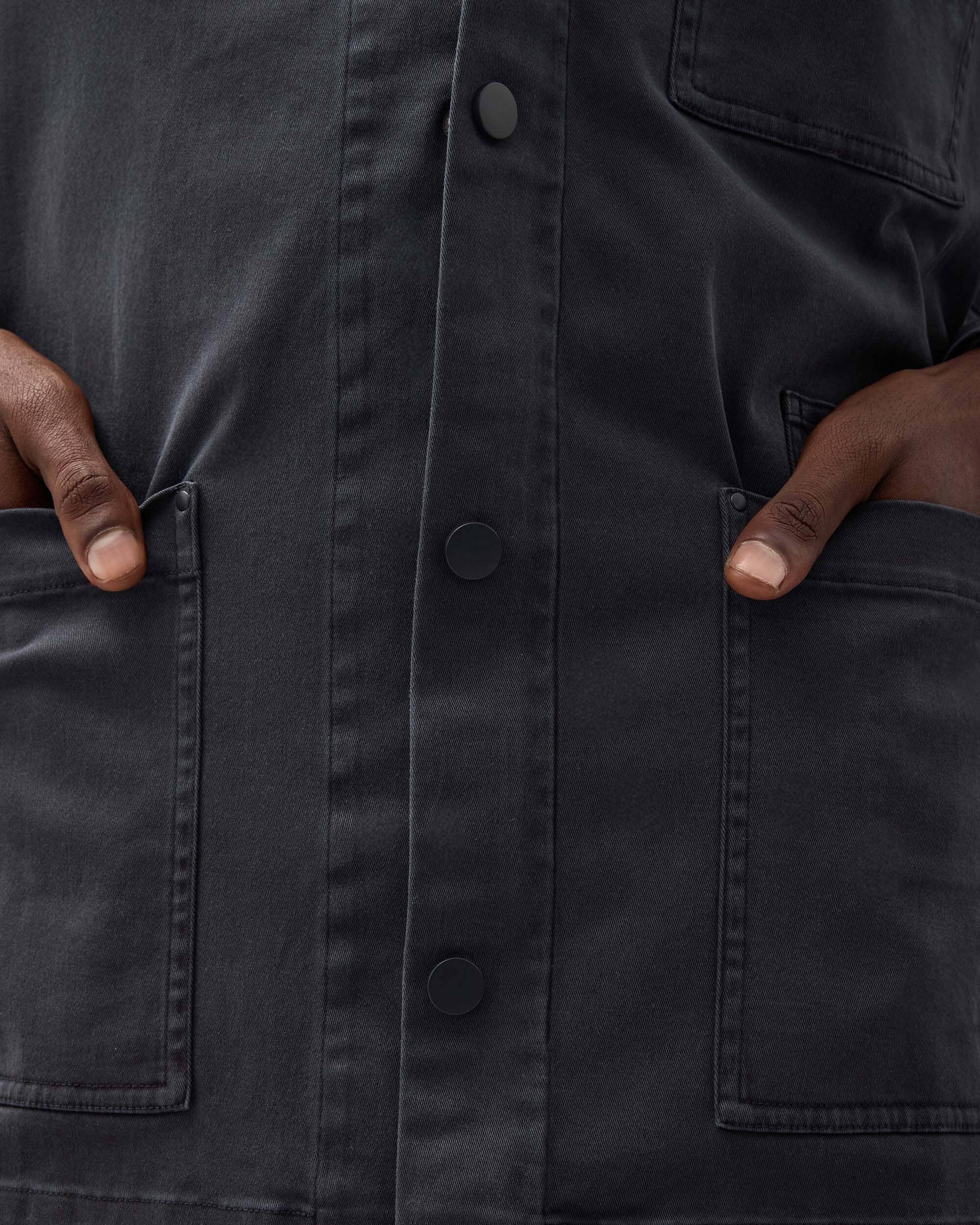 Andie Swim - Mens Lightweight Chore Coat - Stretch Cotton Twill - Black -