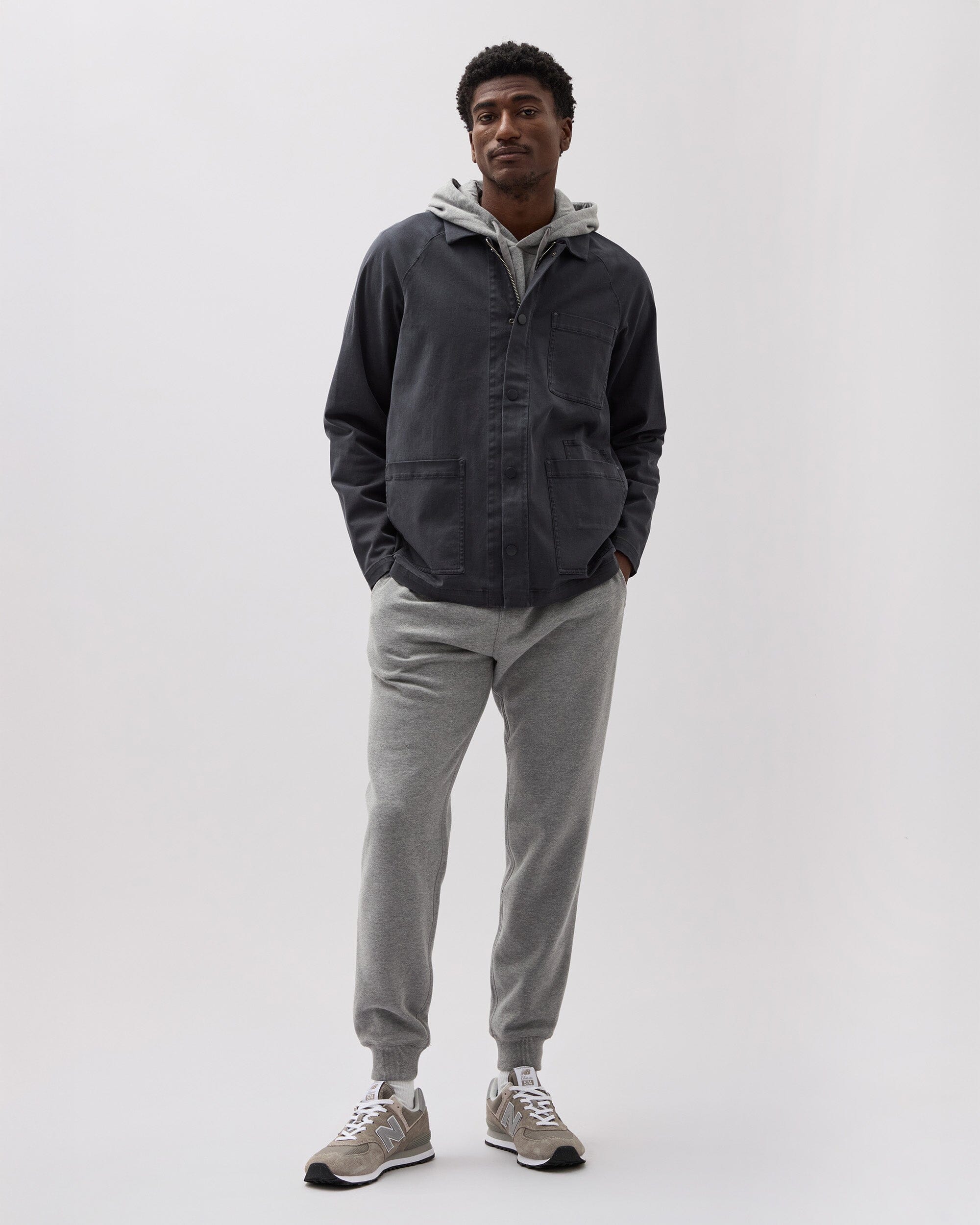 Andie Swim - Mens Lightweight Chore Coat - Stretch Cotton Twill - Black -