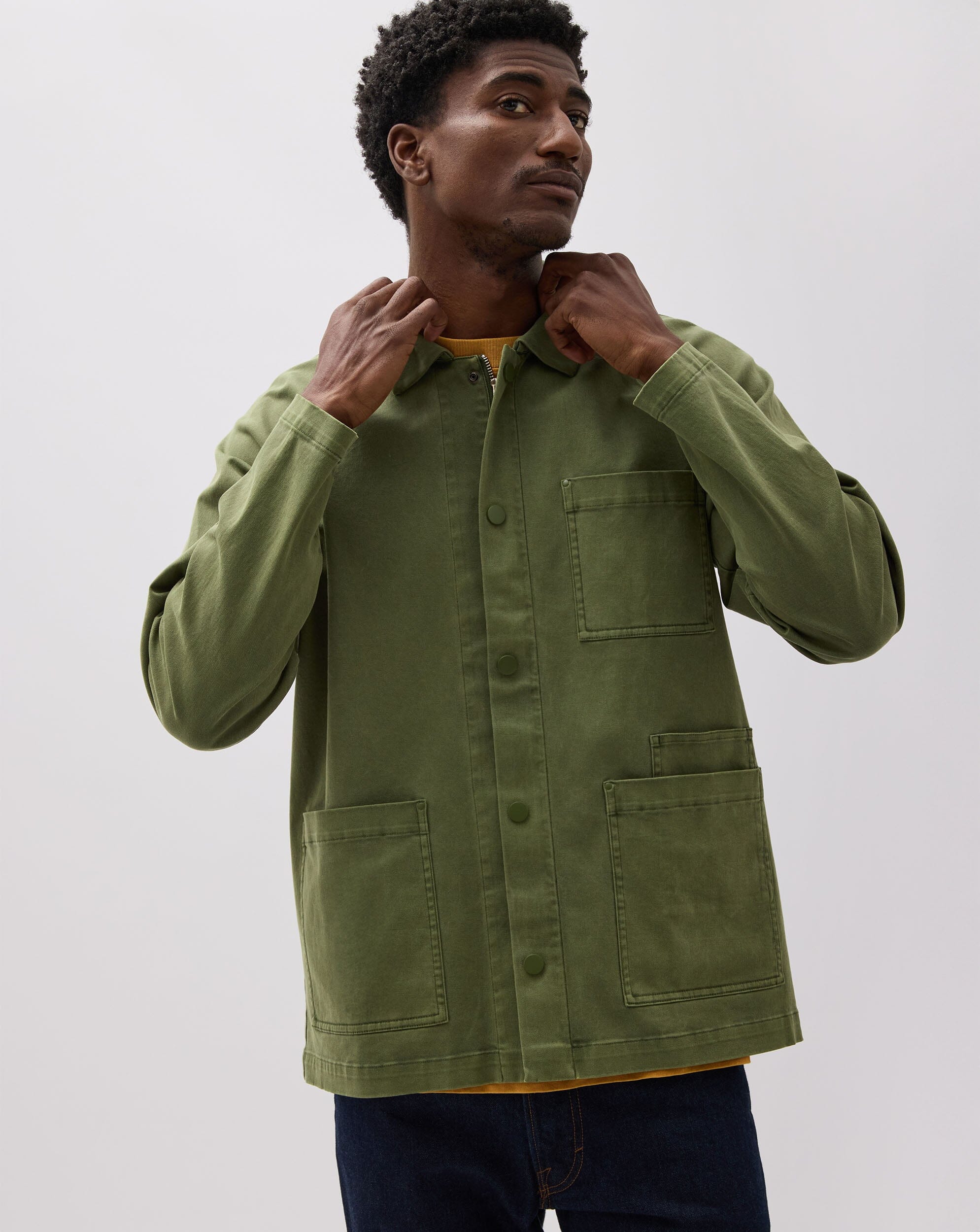 Andie Swim - Mens Lightweight Chore Coat - Stretch Cotton Twill - Cypress -