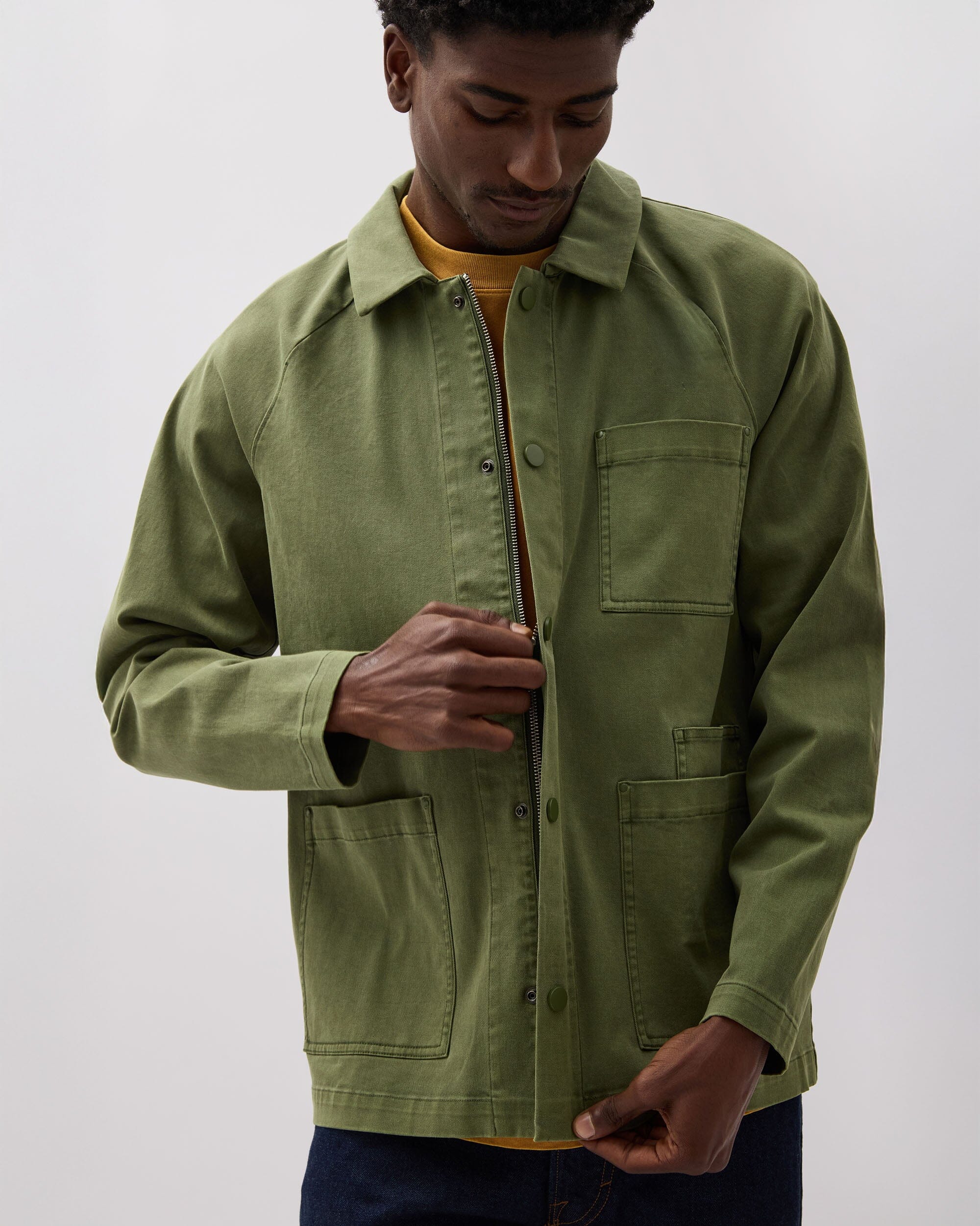 Andie Swim - Mens Lightweight Chore Coat - Stretch Cotton Twill - Cypress -