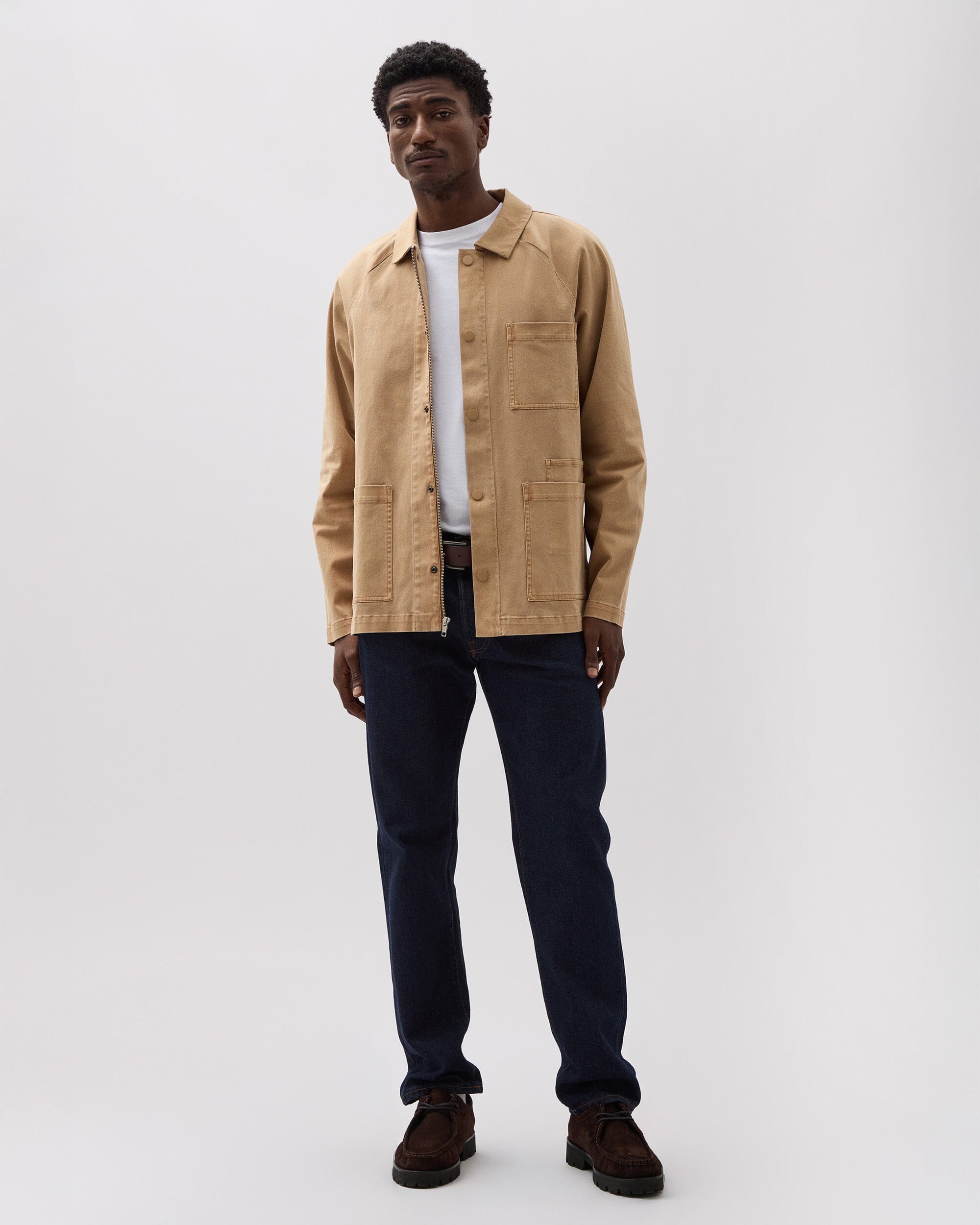 Andie Swim - Mens Lightweight Chore Coat - Stretch Cotton Twill - Khaki -