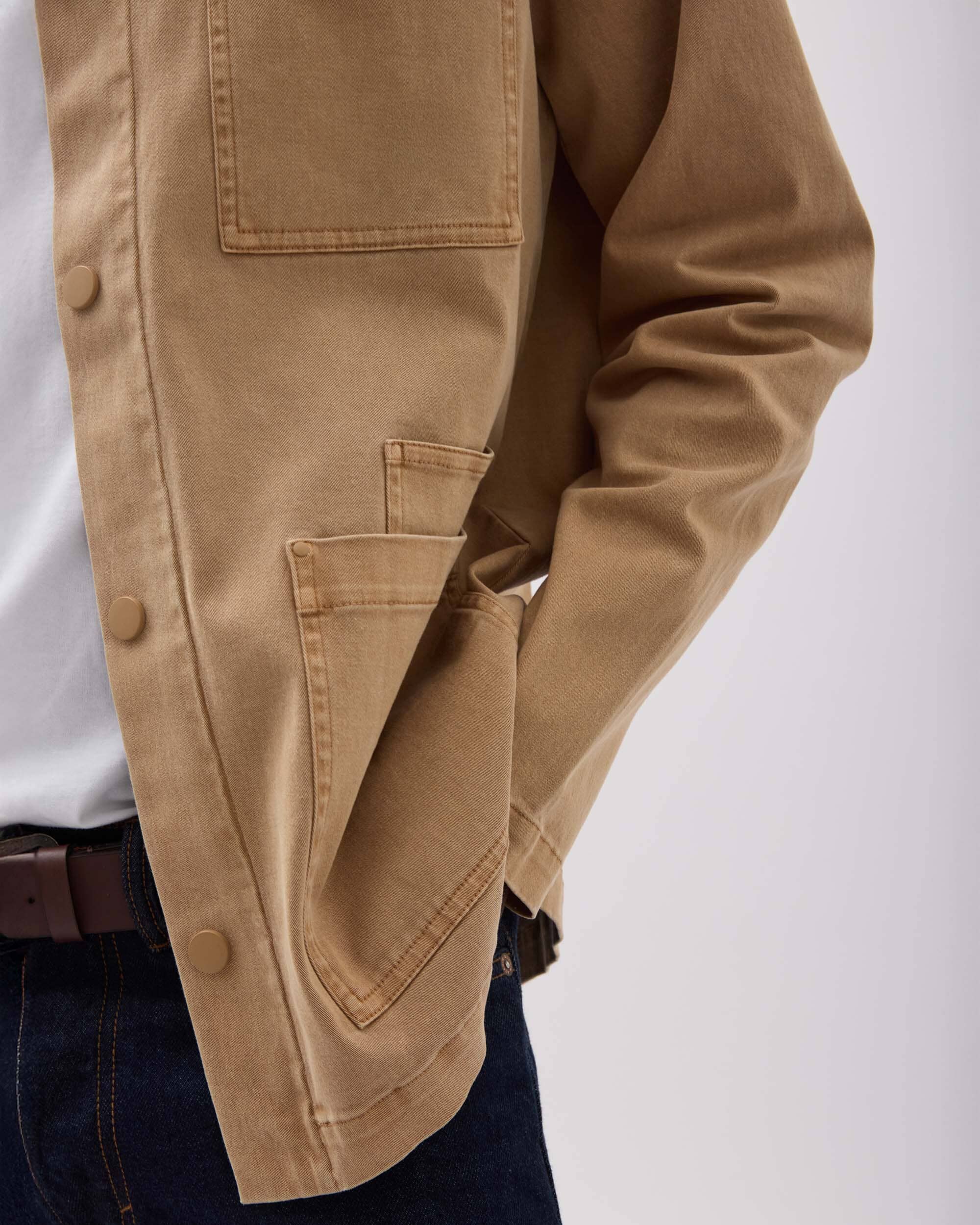 Andie Swim - Mens Lightweight Chore Coat - Stretch Cotton Twill - Khaki -