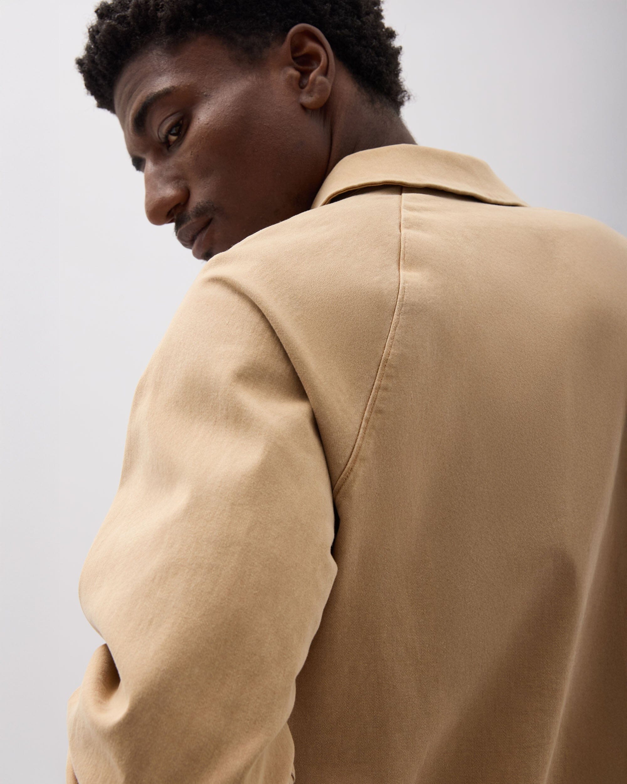 Andie Swim - Mens Lightweight Chore Coat - Stretch Cotton Twill - Khaki -