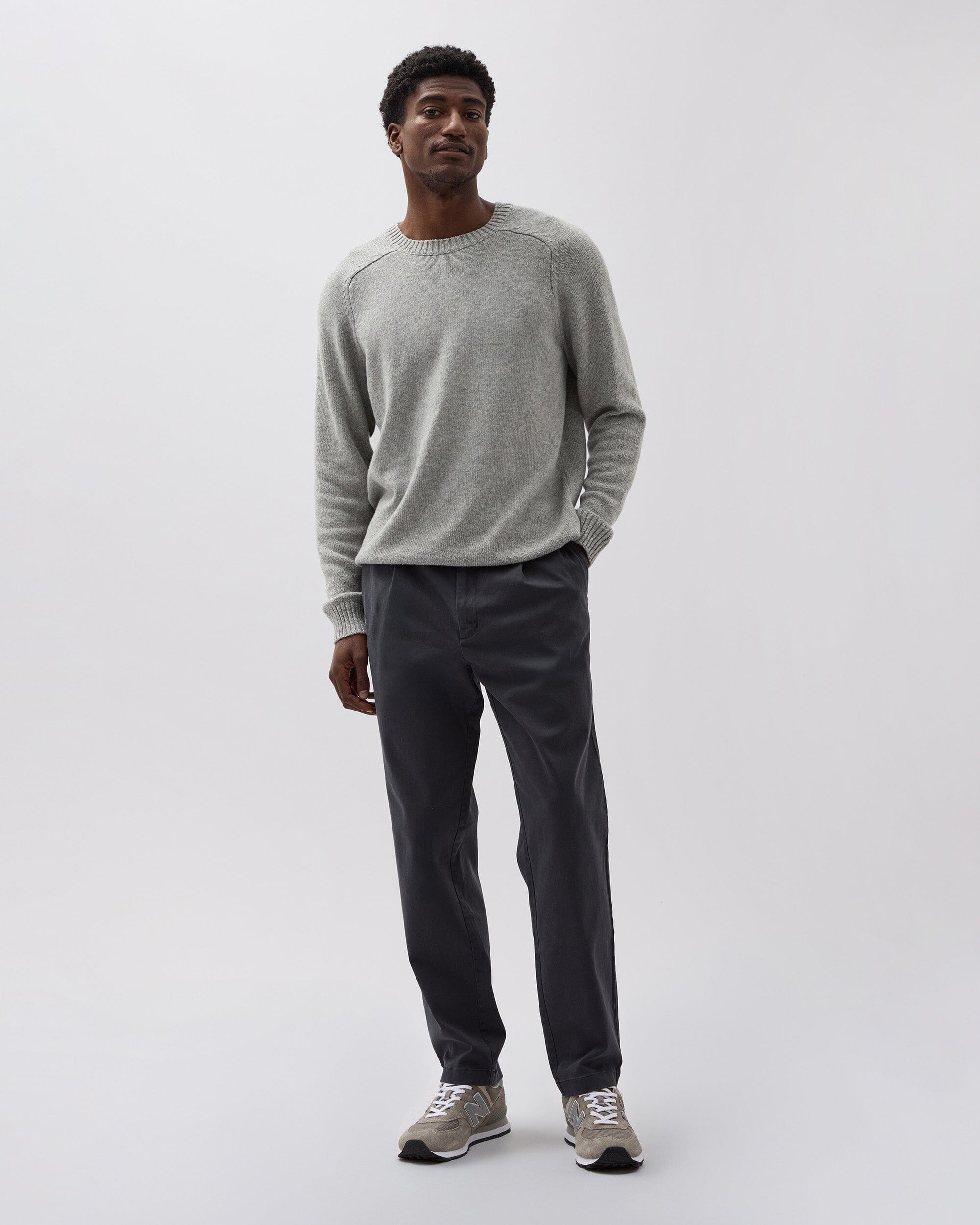 Andie Swim - Mens Pleated Lightweight Chino - Stretch Cotton Twill - Black -