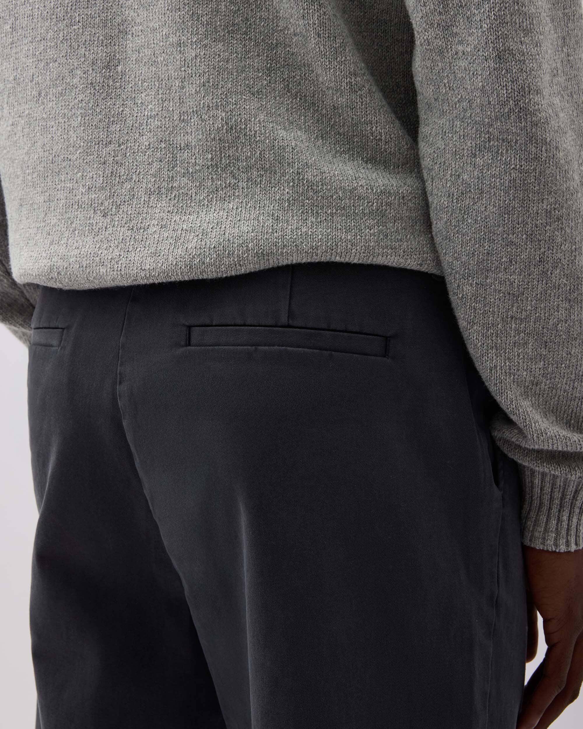 Andie Swim - Mens Pleated Lightweight Chino - Stretch Cotton Twill - Black -