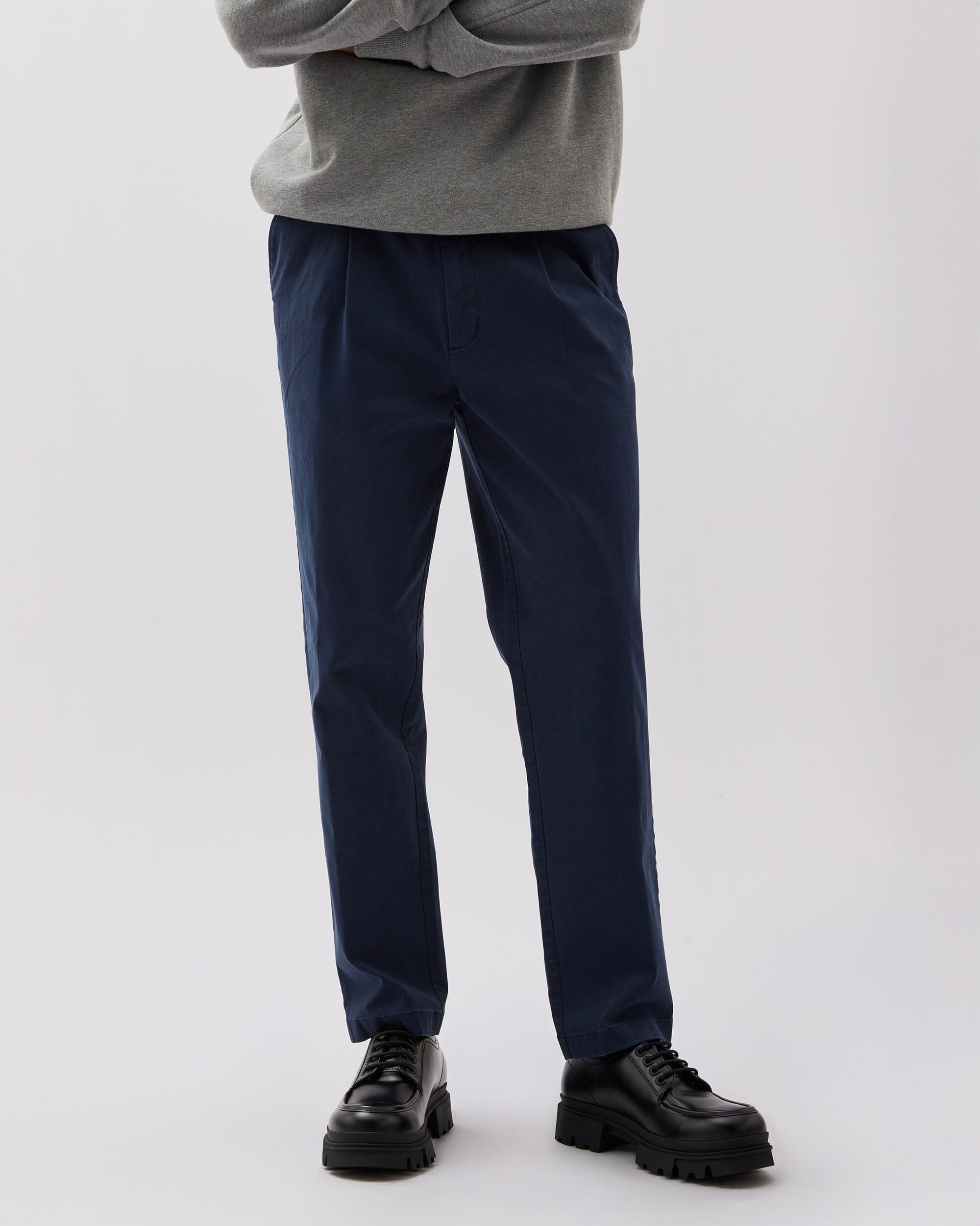 Andie Swim - Mens Pleated Lightweight Chino - Stretch Cotton Twill - Blue Nights -