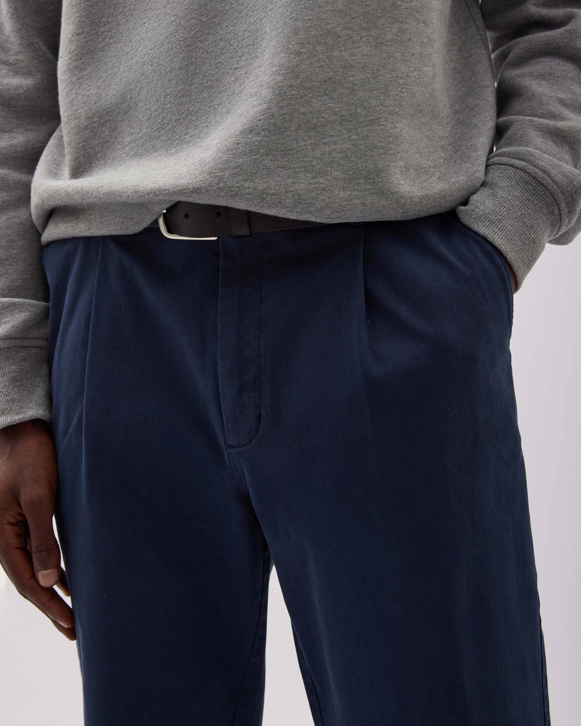 Andie Swim - Mens Pleated Lightweight Chino - Stretch Cotton Twill - Blue Nights -