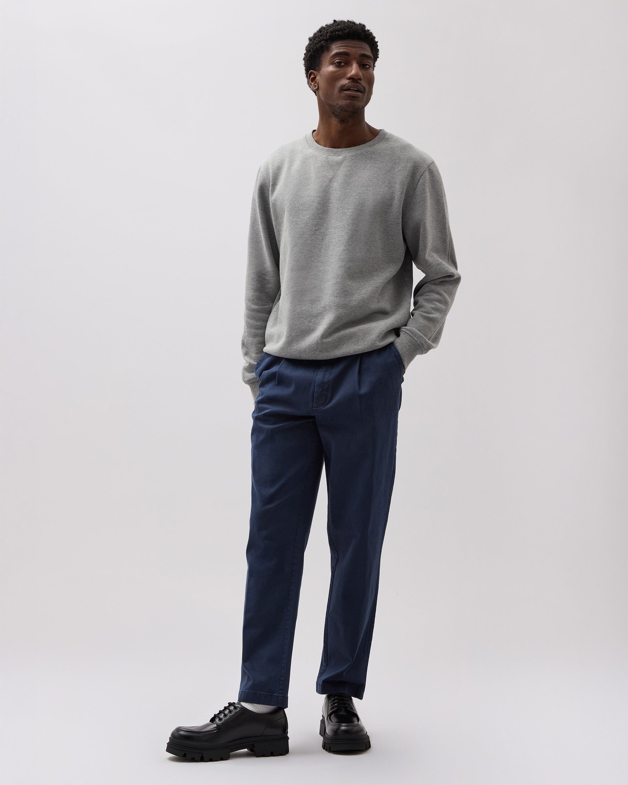Andie Swim - Mens Pleated Lightweight Chino - Stretch Cotton Twill - Blue Nights -