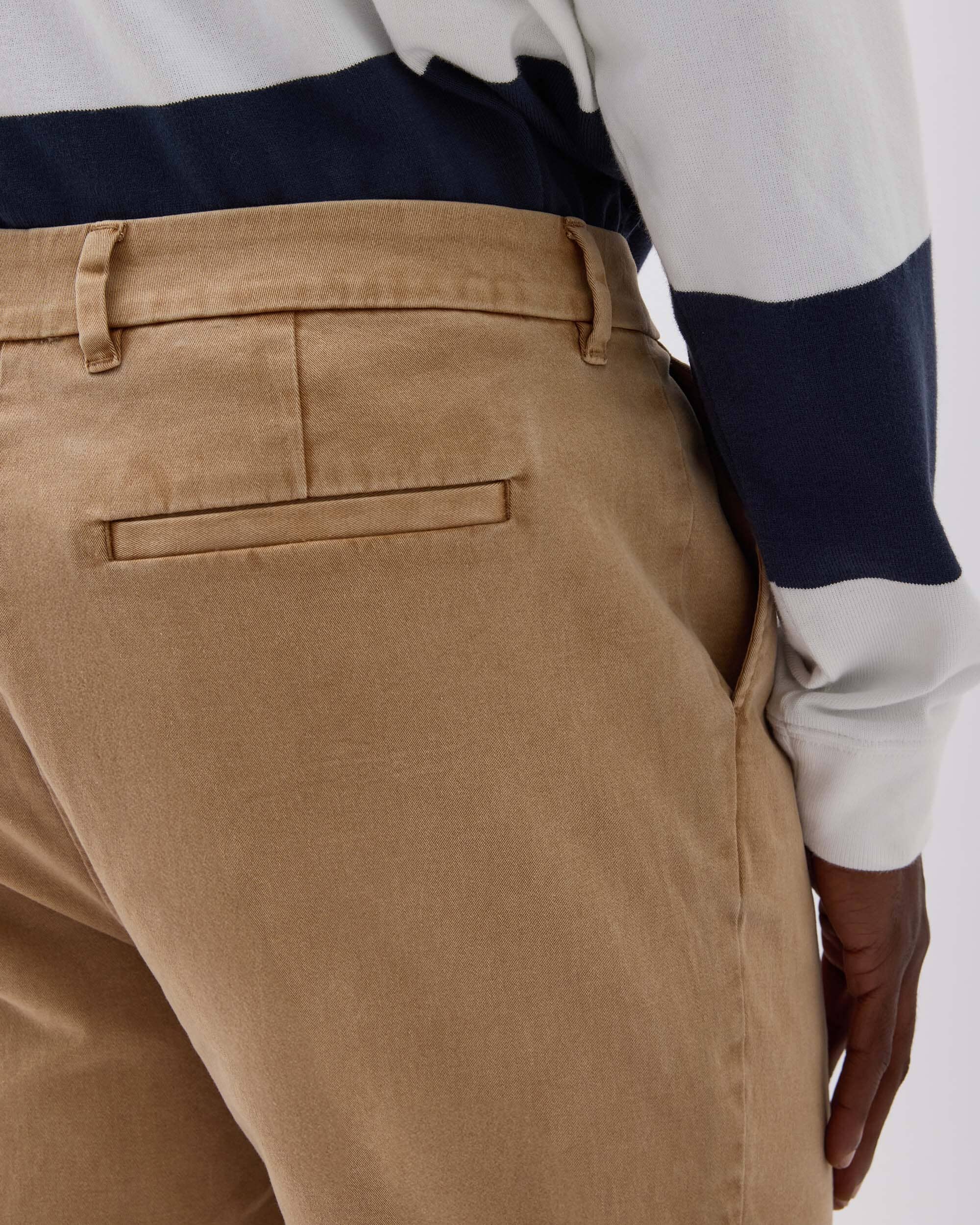 Andie Swim - Mens Pleated Lightweight Chino - Stretch Cotton Twill - Khaki -