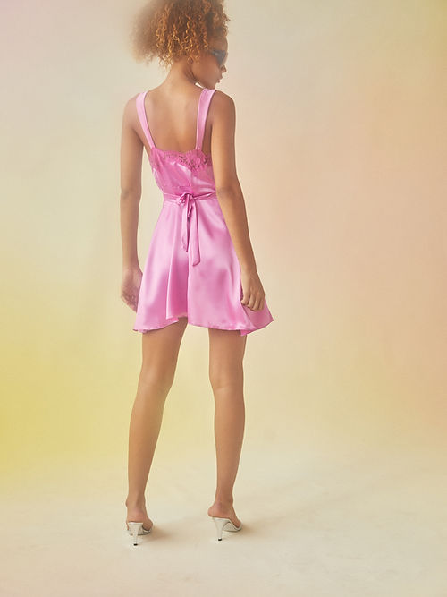 Rina Satin Mini Dress - Pink