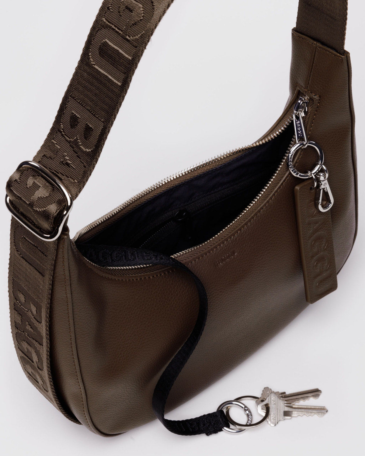 Baggu - Small Recycled Leather Crescent Bag - Brown -