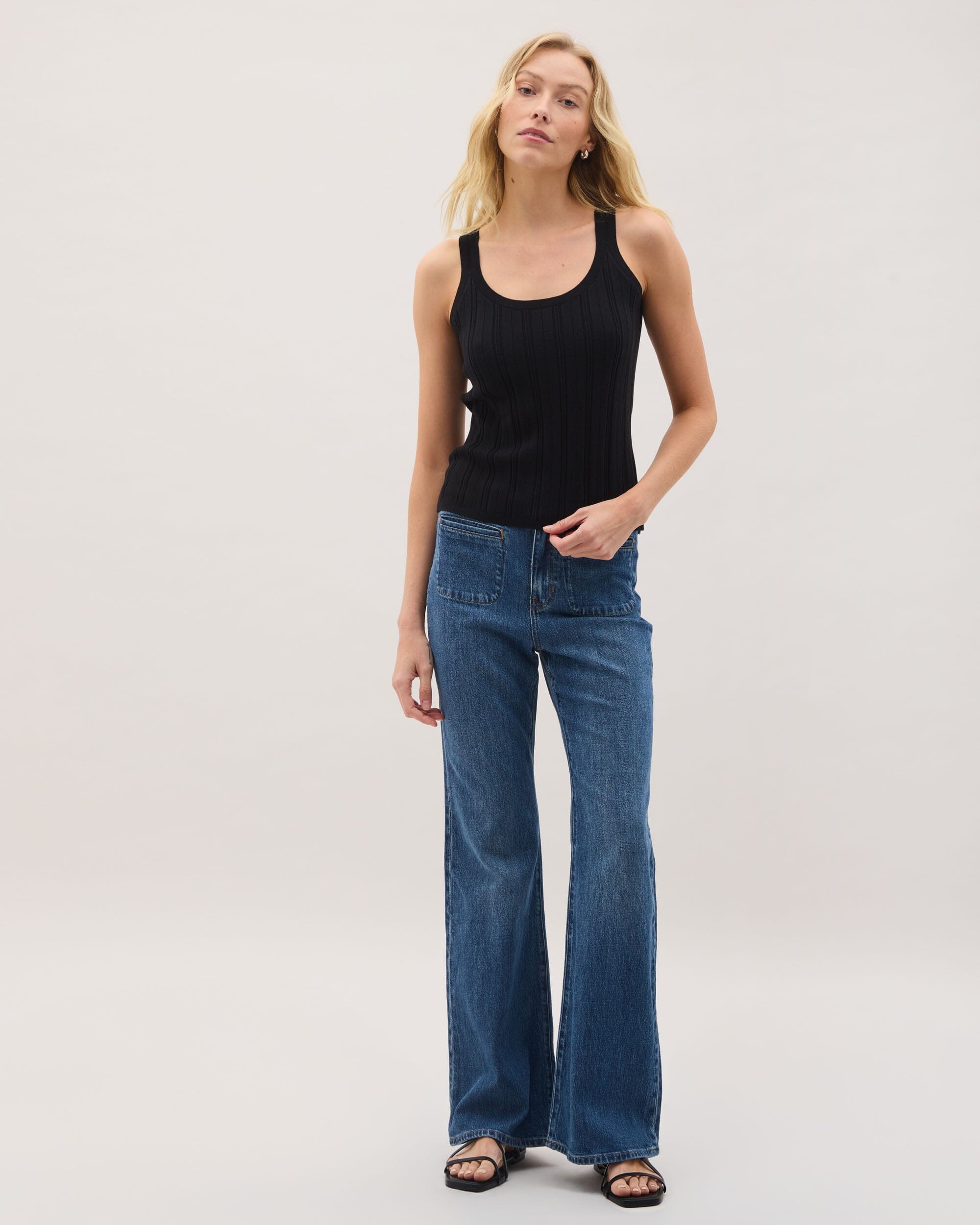 Andie Swim - Womens Monica Tank - Cotton Sweater Knit - Black -