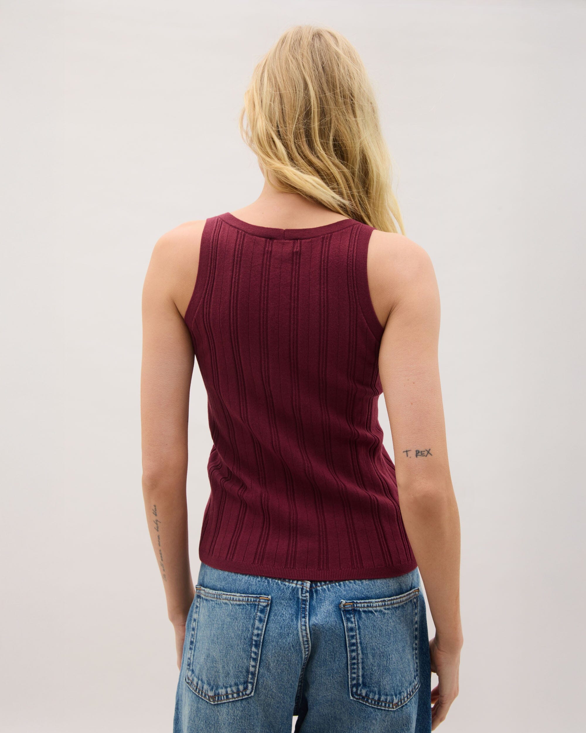 Andie Swim - Womens Monica Tank - Cotton Sweater Knit - Burgundy -