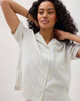 Richer Poorer - Palermo Short Sleeve Camp Shirt - Vanilla Blue Stripe - VANILLA BLUE STRIPE
