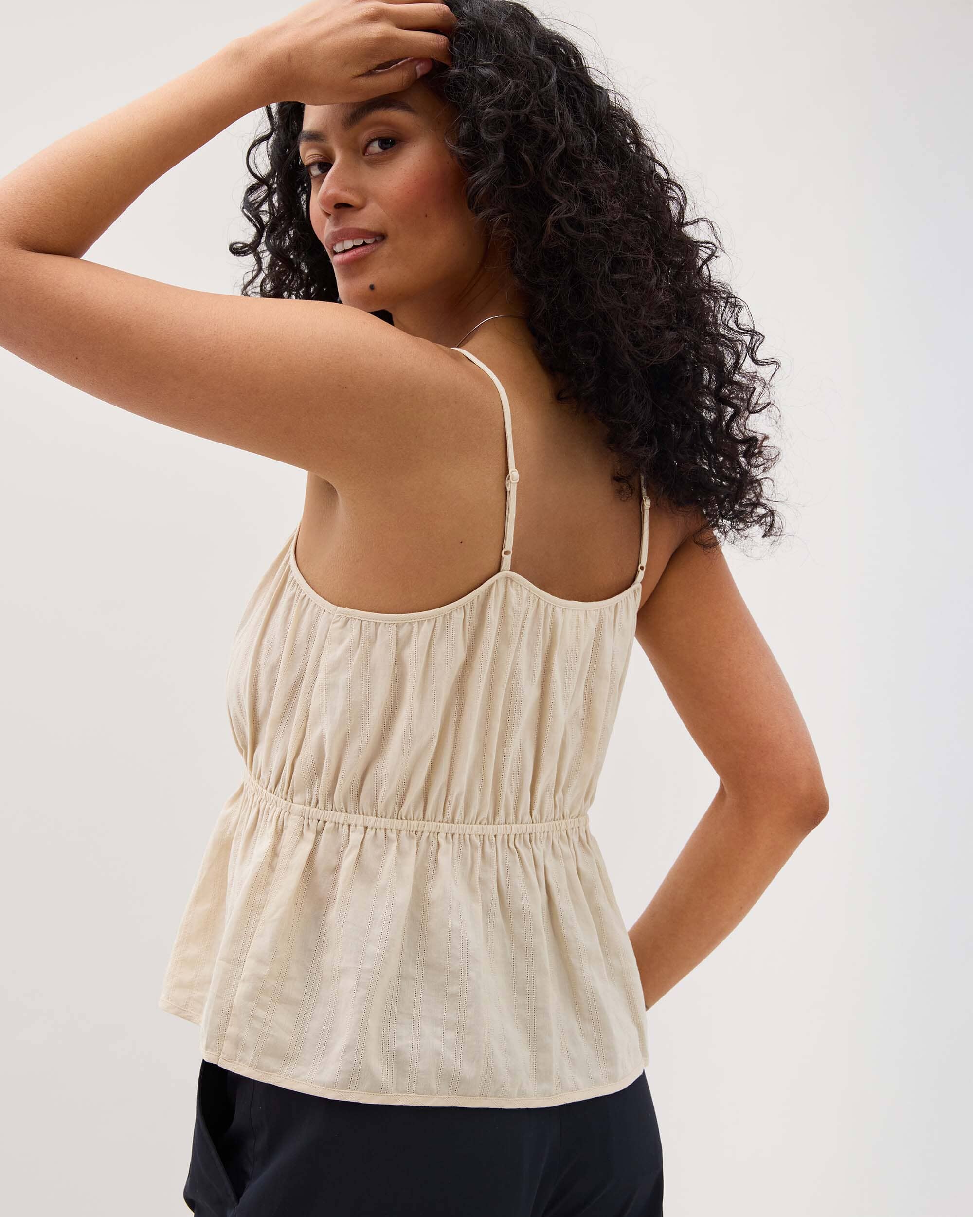 Andie Swim - Womens Isabella Tank - Cotton Dobby - Oat Milk -