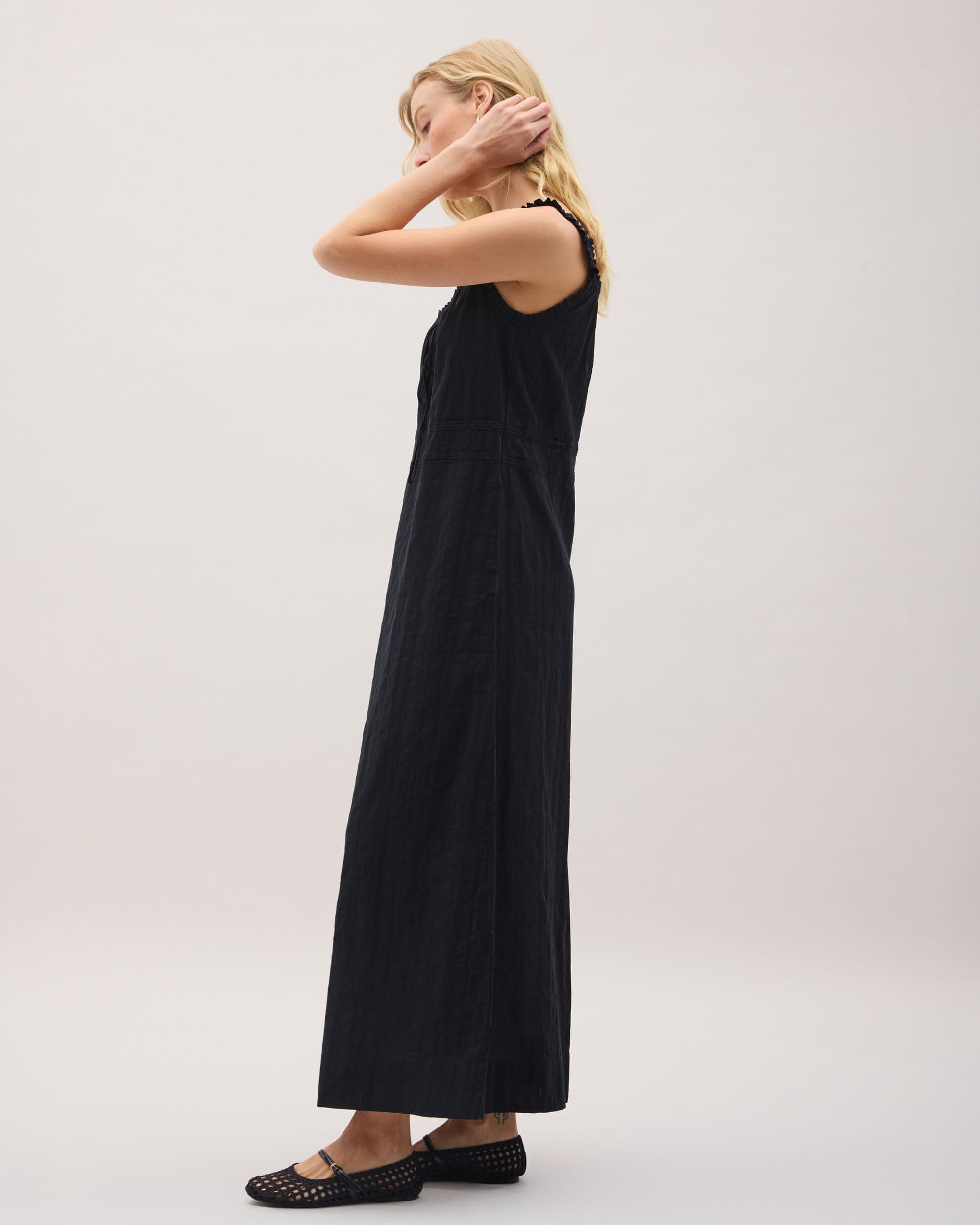 Andie Swim - Womens Florence Sundress - Cotton Dobby - Black -