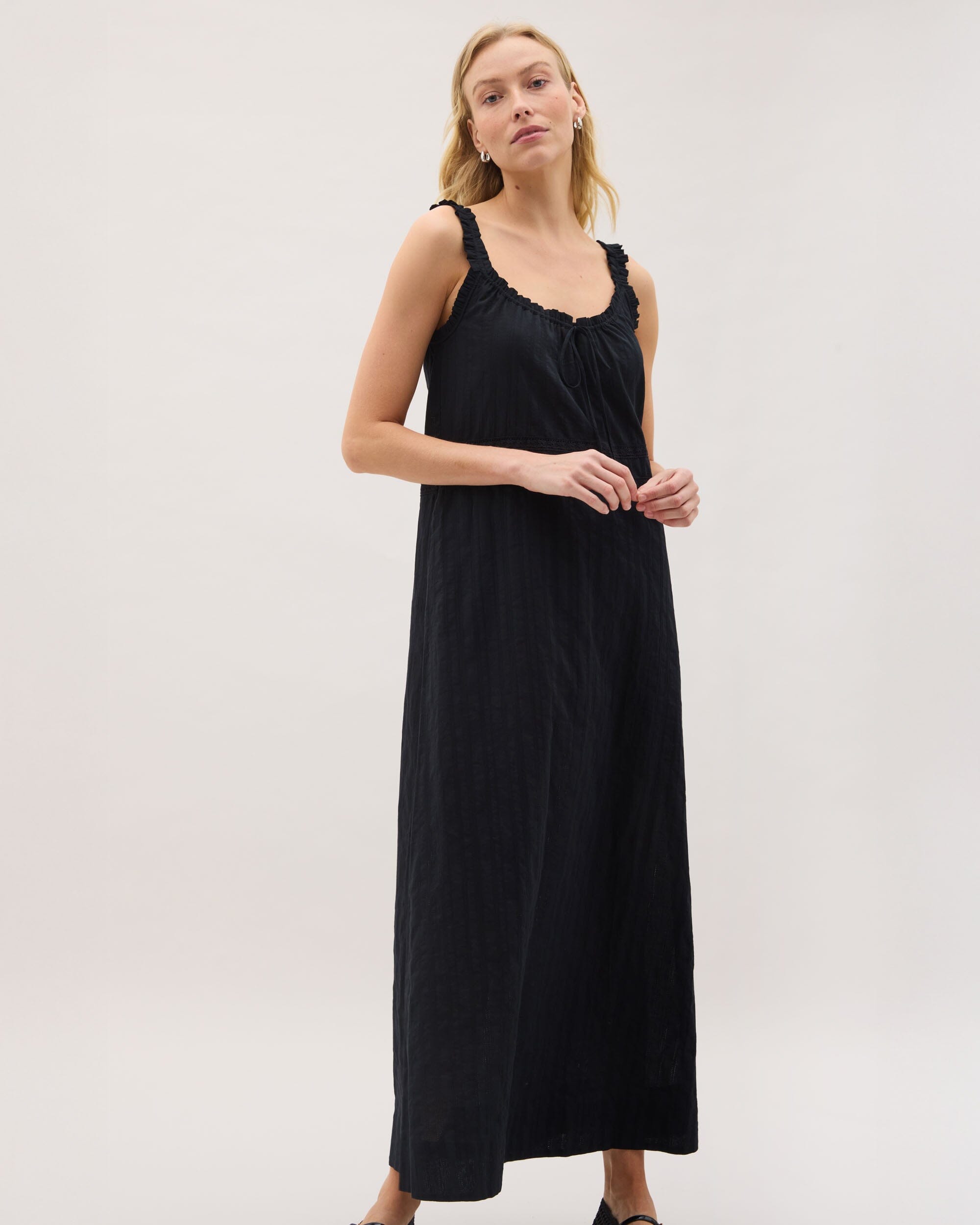 Andie Swim - Womens Florence Sundress - Cotton Dobby - Black -