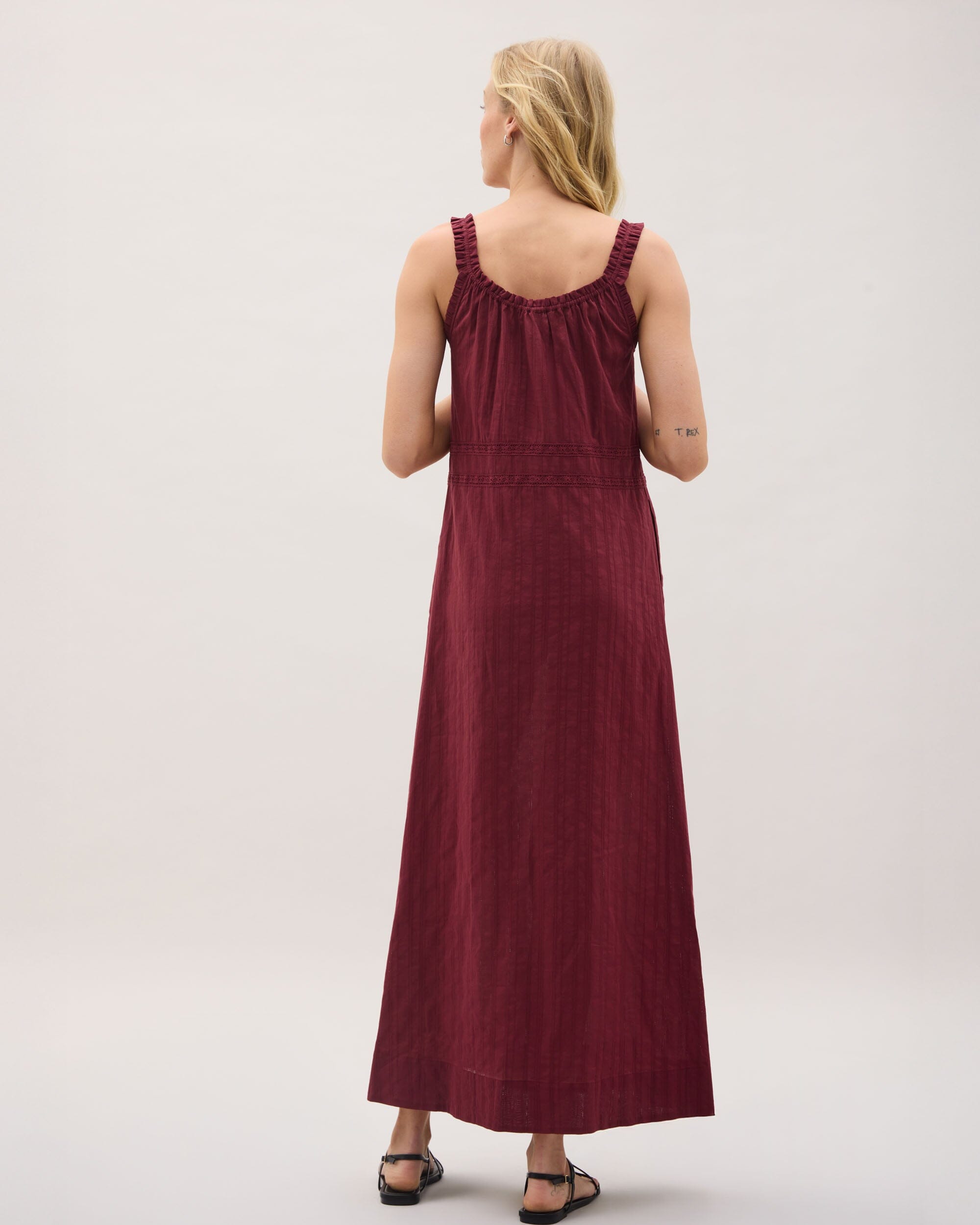Andie Swim - Womens Florence Sundress - Cotton Dobby - New Maroon -