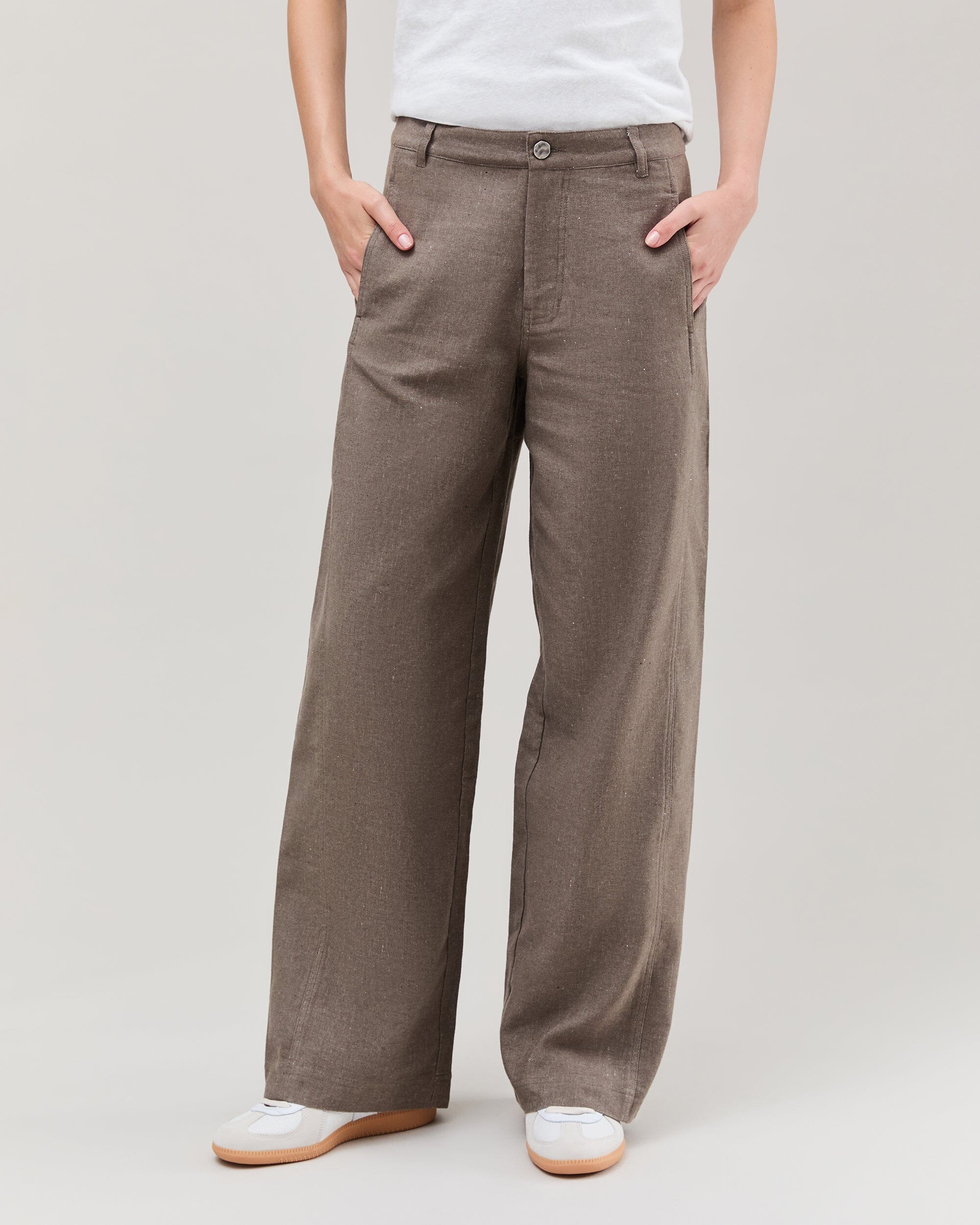 Andie Swim - Womens Roma Work Pant - Cotton Linen Twill - Porcini -