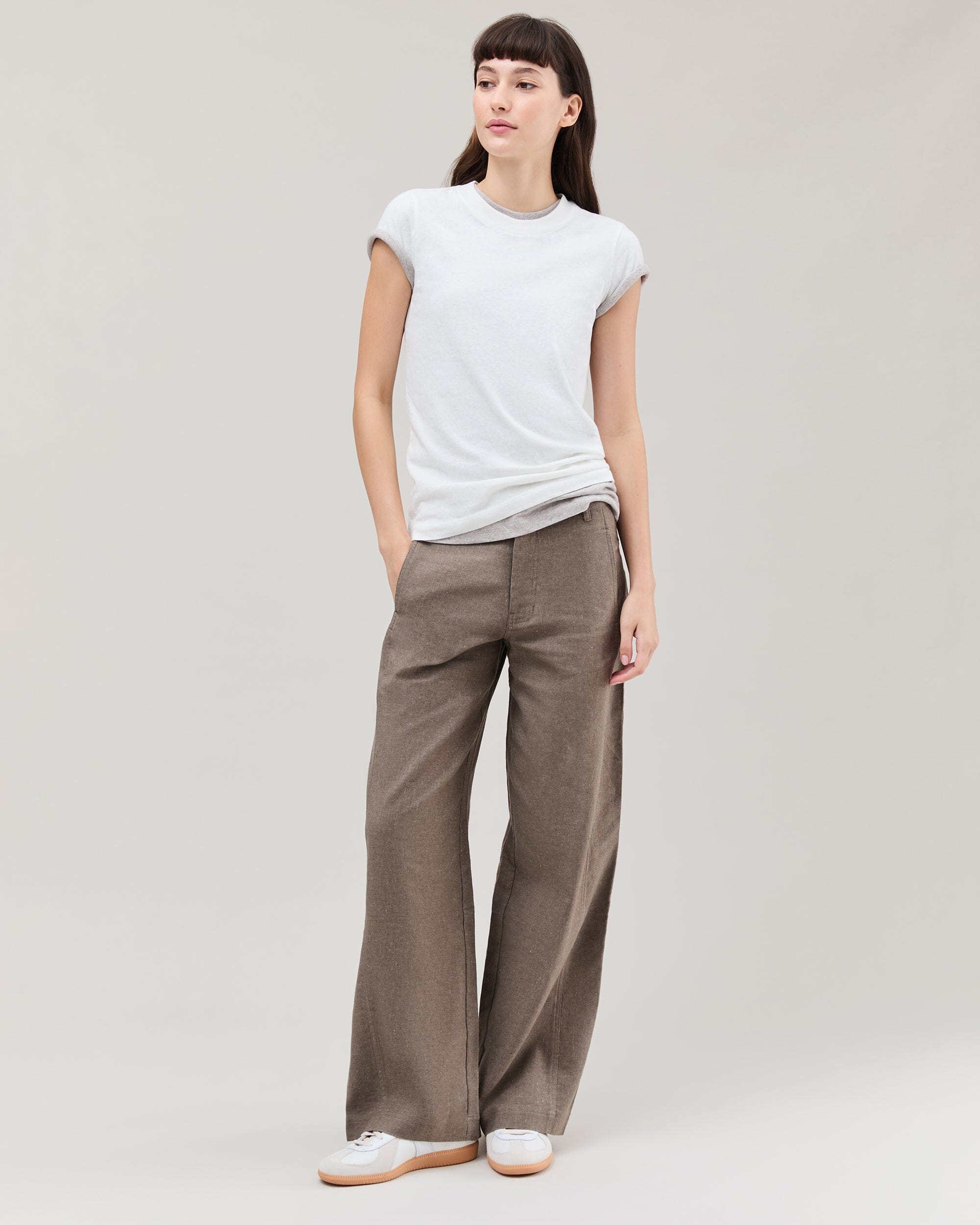 Andie Swim - Womens Roma Work Pant - Cotton Linen Twill - Porcini -