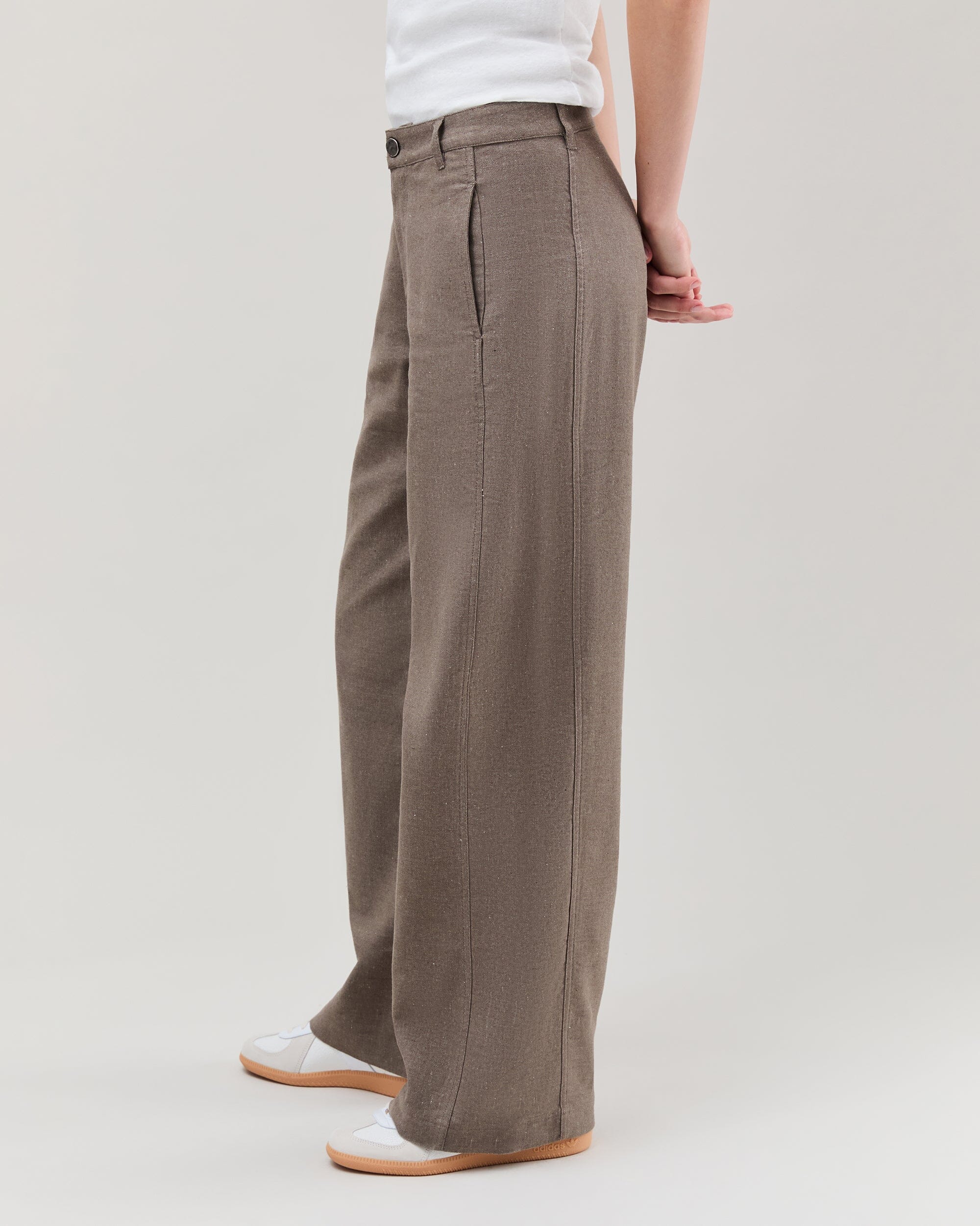 Andie Swim - Womens Roma Work Pant - Cotton Linen Twill - Porcini -