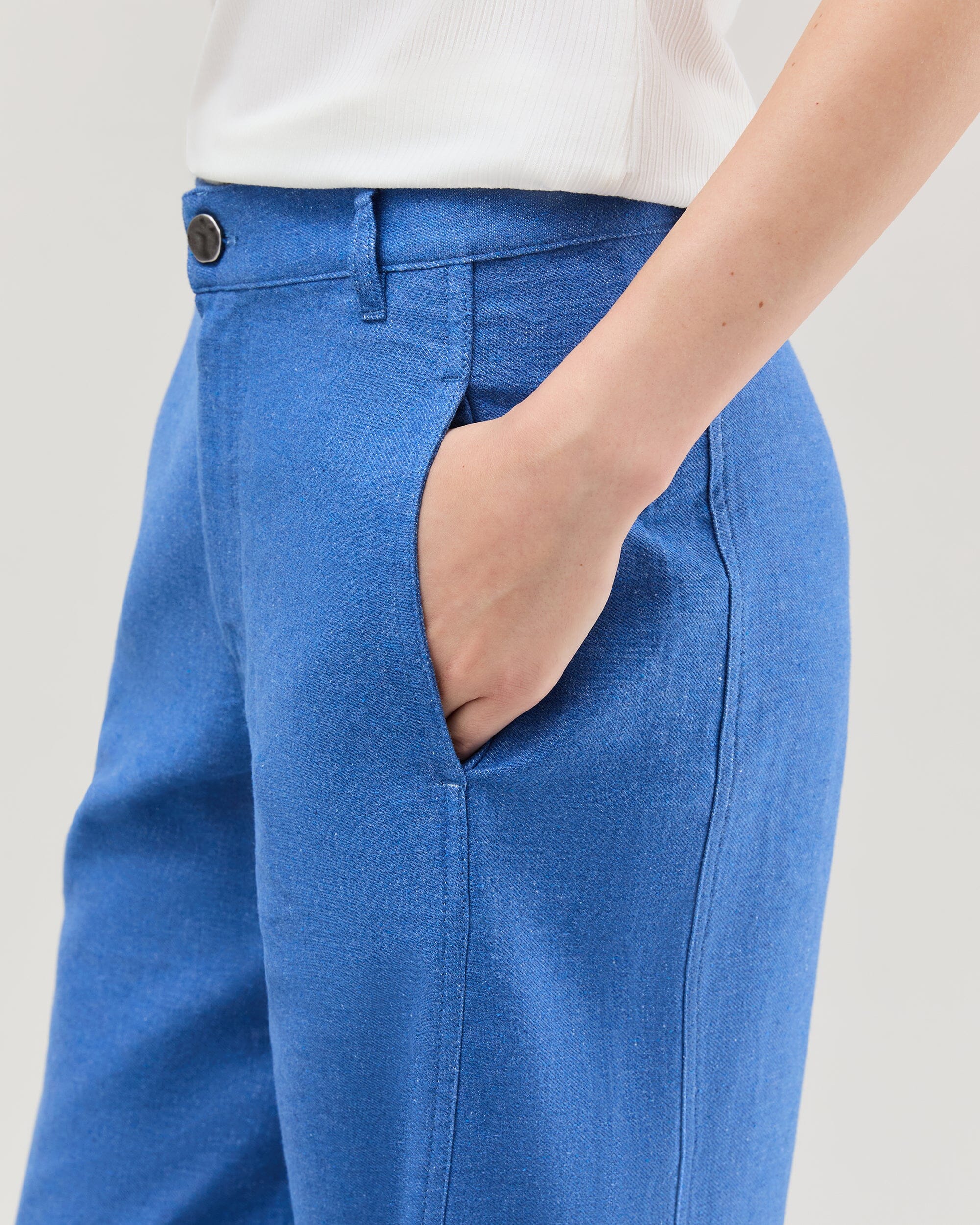 Andie Swim - Womens Roma Work Pant - Cotton Linen Twill - True Blue - TRUE BLUE