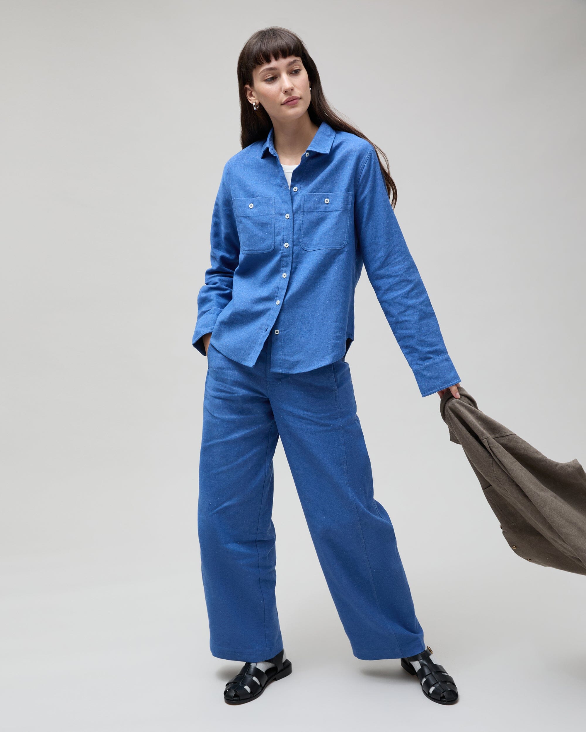 Andie Swim - Womens Roma Work Pant - Cotton Linen Twill - True Blue -