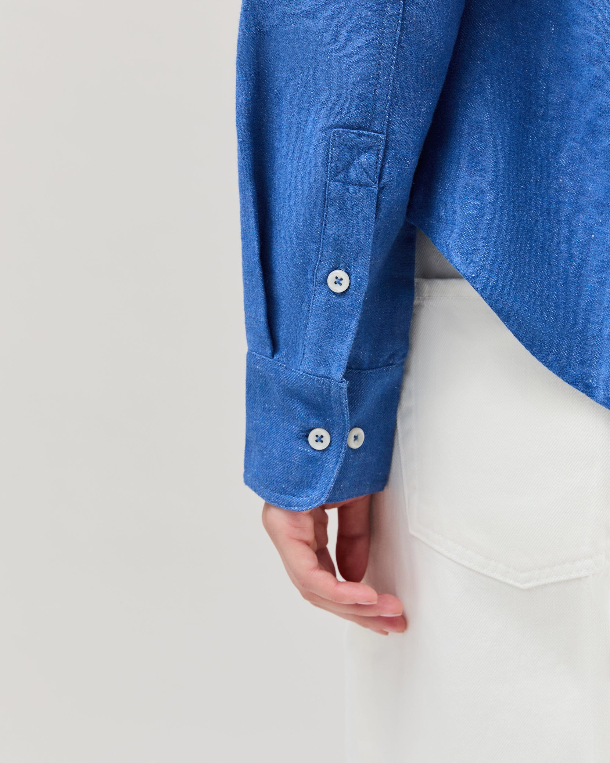 Andie Swim - Womens Roma Work Shirt - Cotton Linen Twill - True Blue -