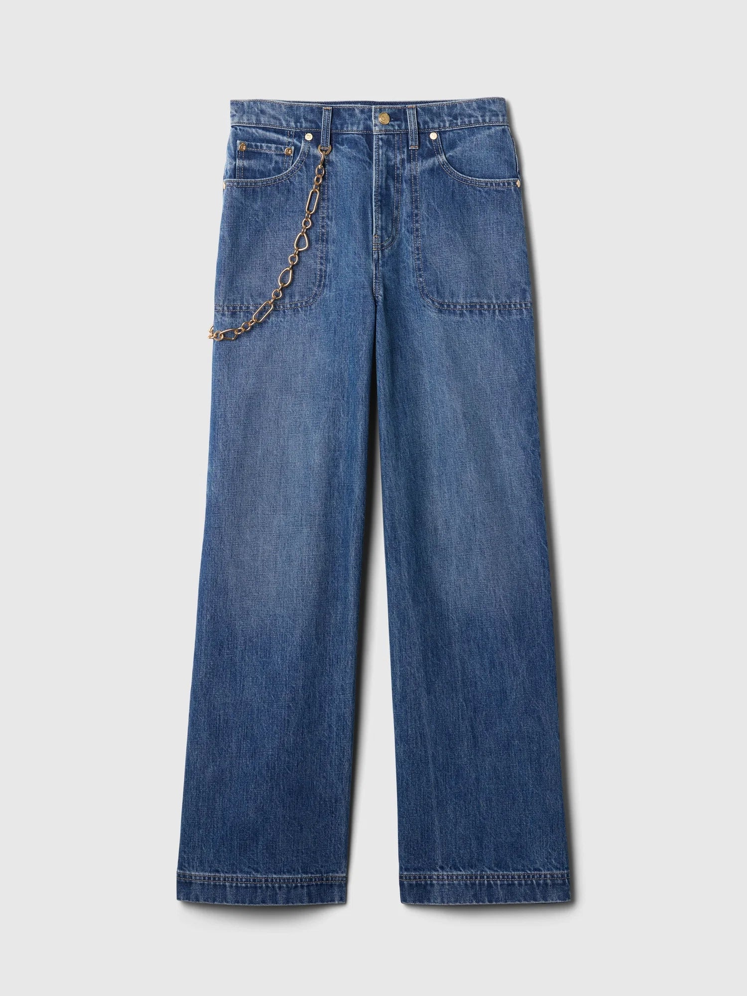 Cult Gaia x Gap - High Rise Stride Chain Jeans - Medium Indigo -