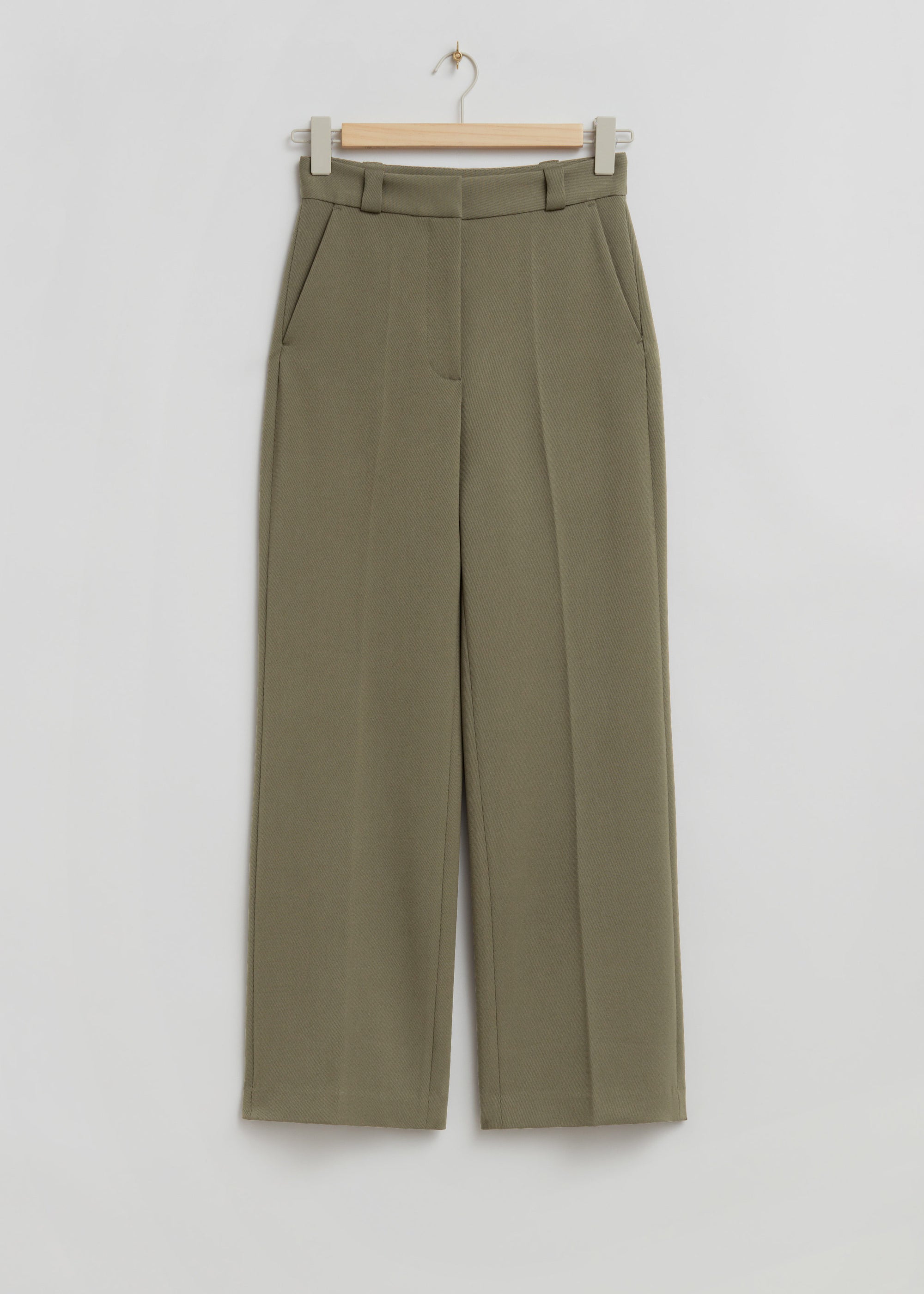 & Other Stories - Wide Press Crease Trousers - Khaki -