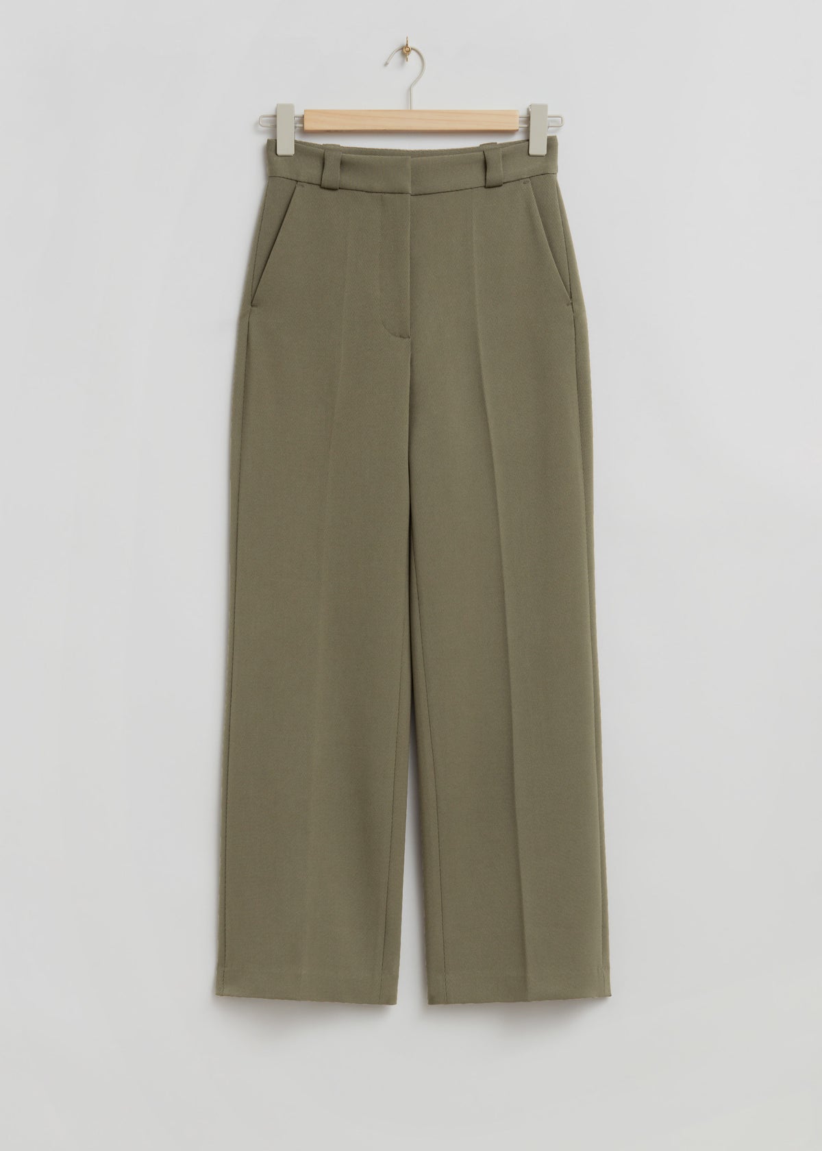 & Other Stories - Wide Press Crease Trousers - Khaki -