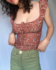 Whimsy & Row - Nina Top in Rhubarb Floral -