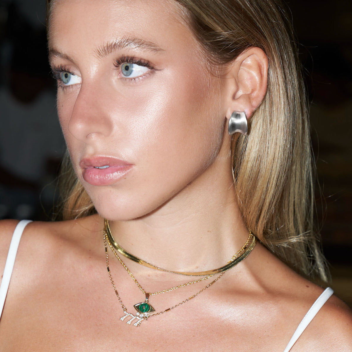 Celeste Starre - Golden Tribe Earrings - White Gold -