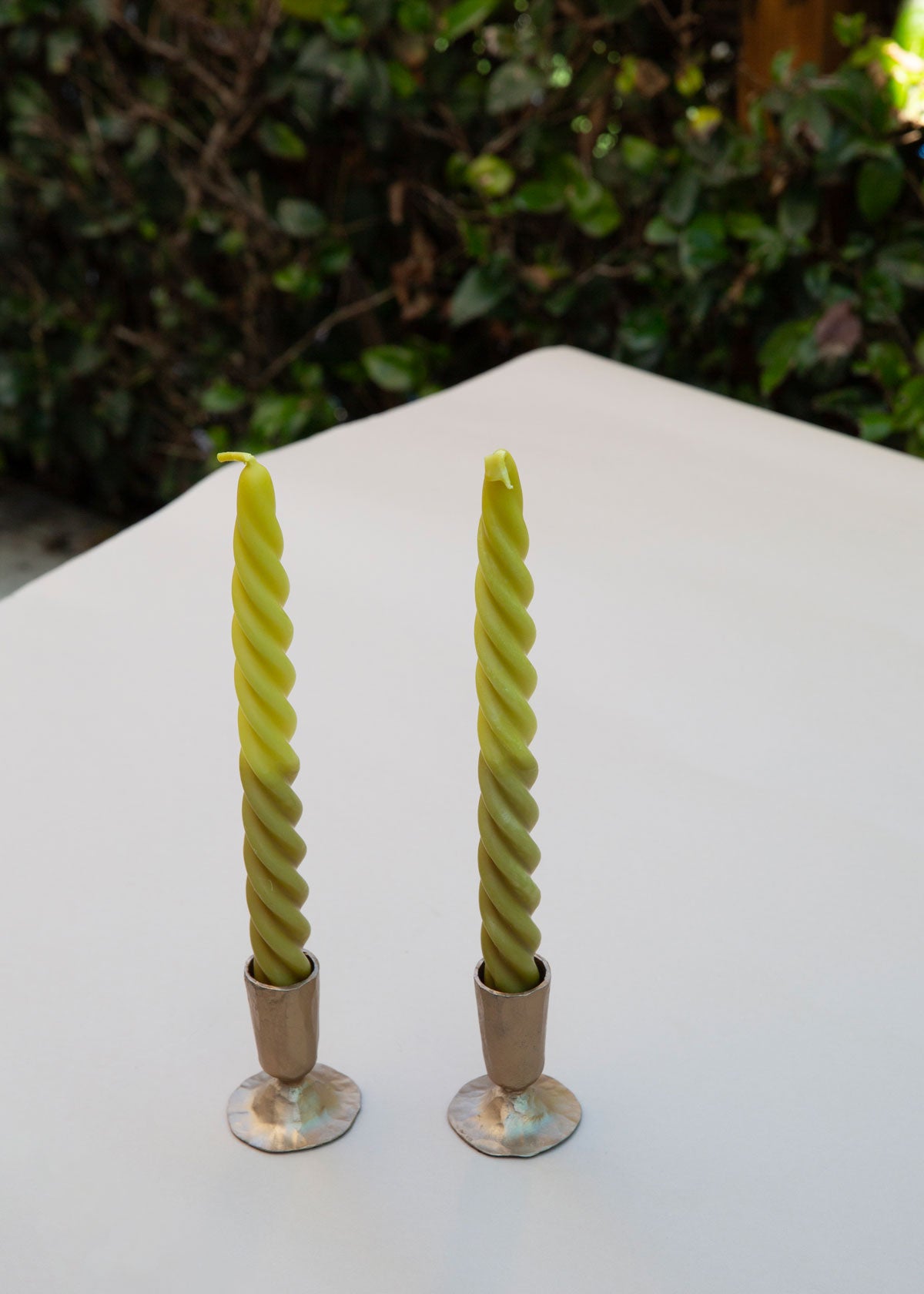 Twisted Taper Candles Set of 2 - Green Ombre